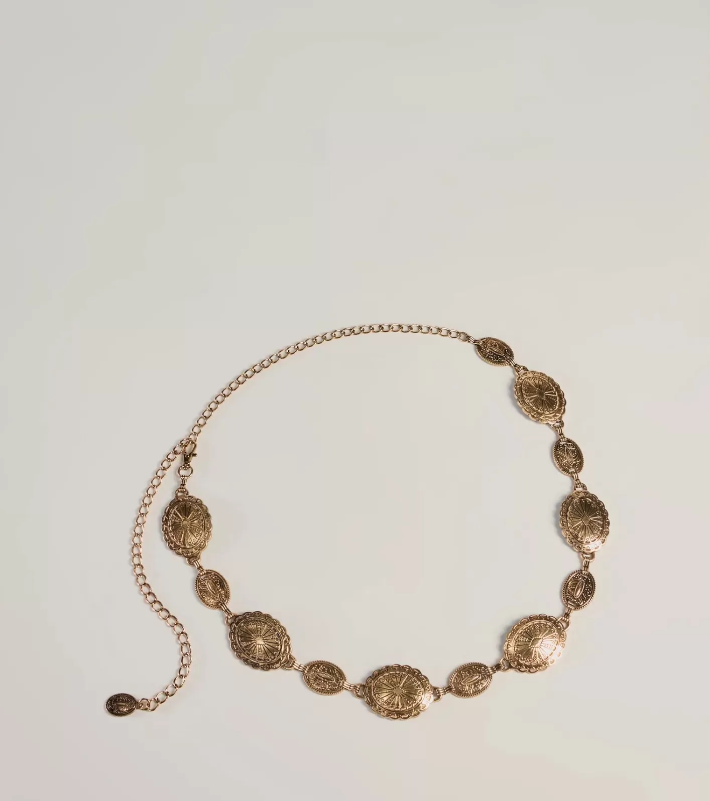 Windsor Rustic Charm Concho Oval Metal Chain Belt GOLD Best Sale