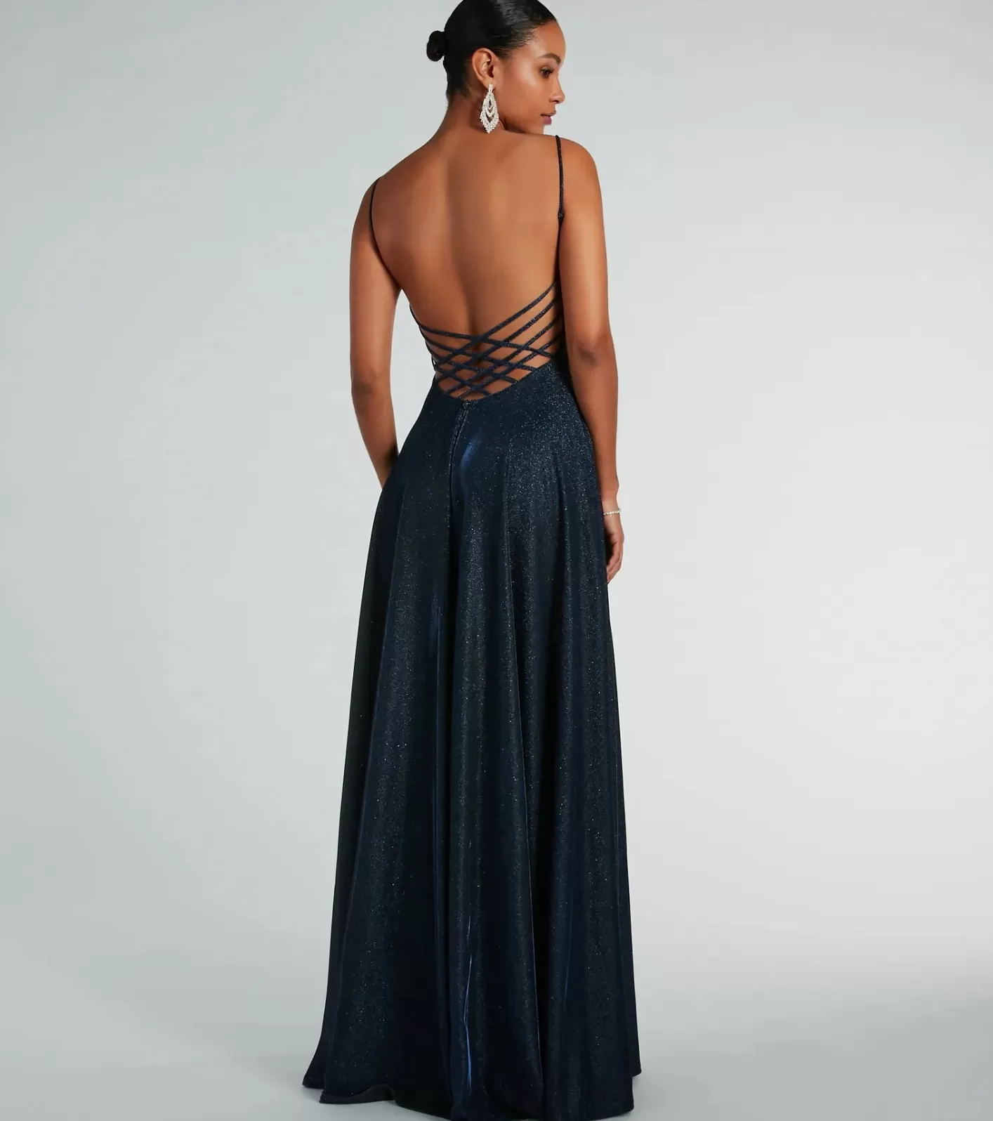 Windsor Sally Lattice Back A-Line Ball Gown NAVY Discount