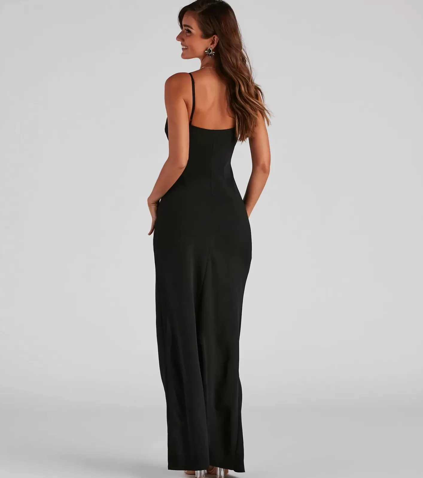 Windsor Sasha Formal High Slit Wrap Dress BLACK Outlet