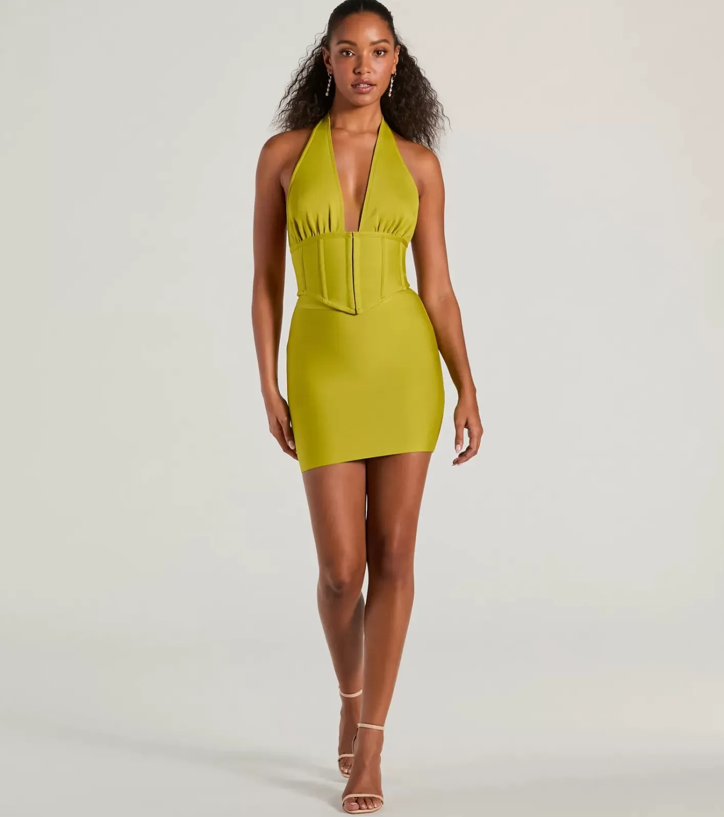 Windsor Sculpted Sultry Bandage Mini Skirt CHARTREUSE Fashion