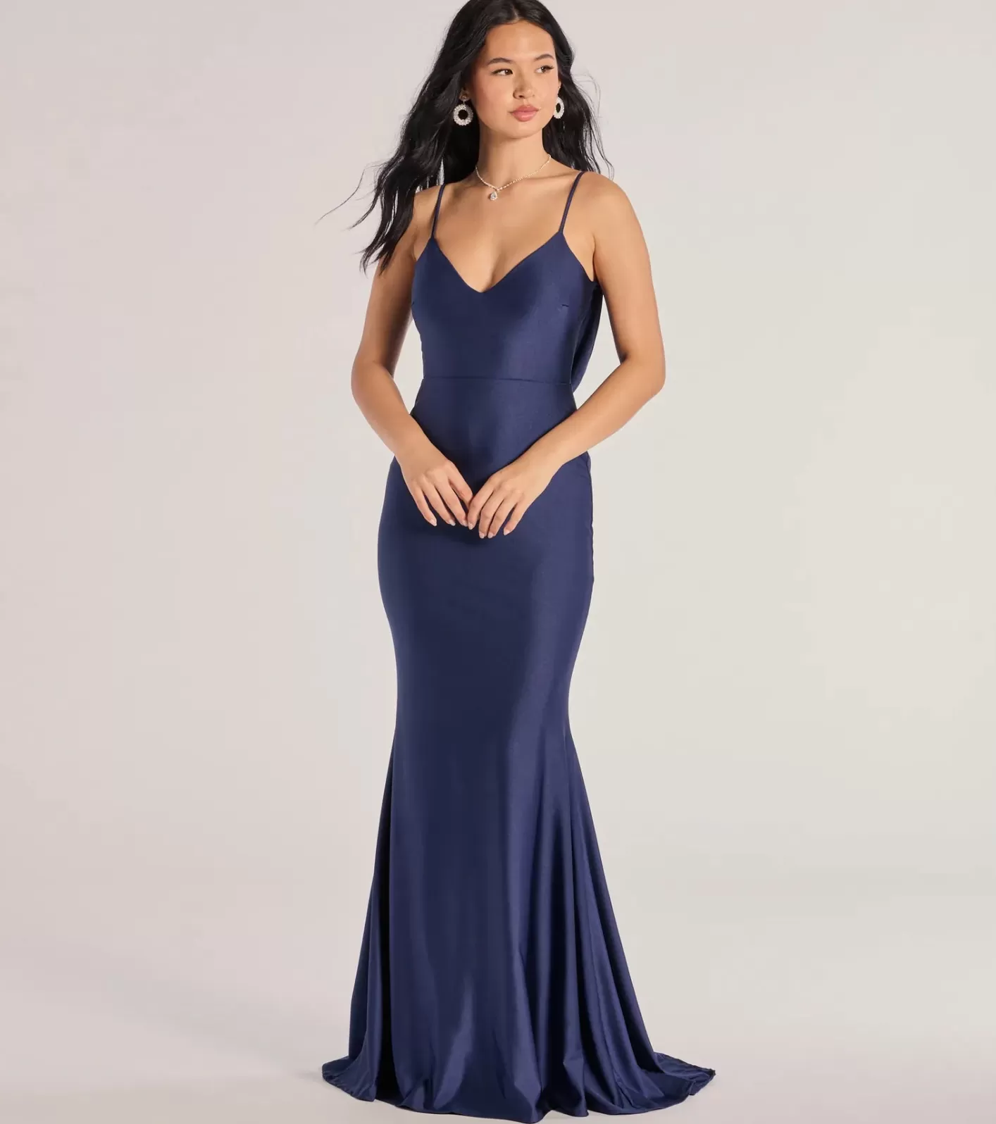 Windsor Selena V-Neck Cowl Back Mermaid Formal Dress NAVY Cheap
