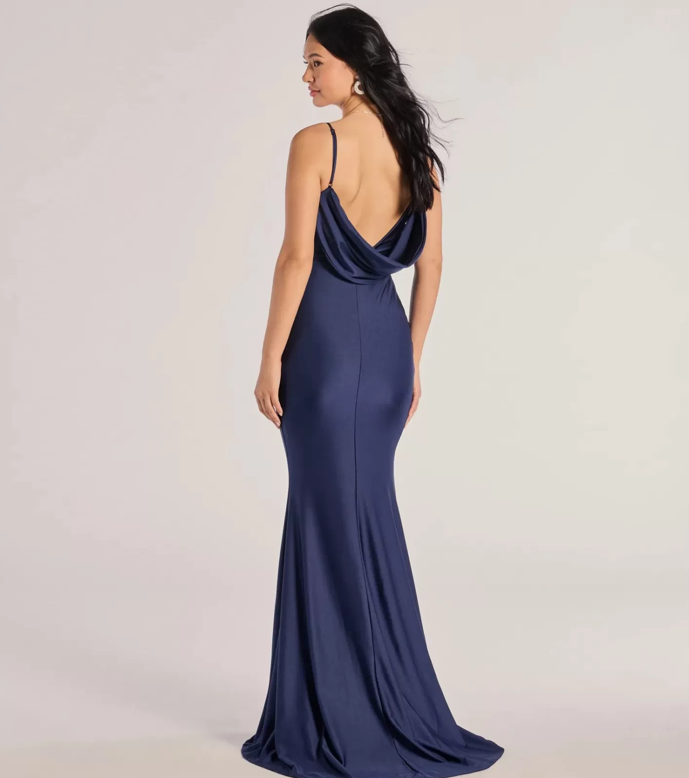 Windsor Selena V-Neck Cowl Back Mermaid Formal Dress NAVY Cheap