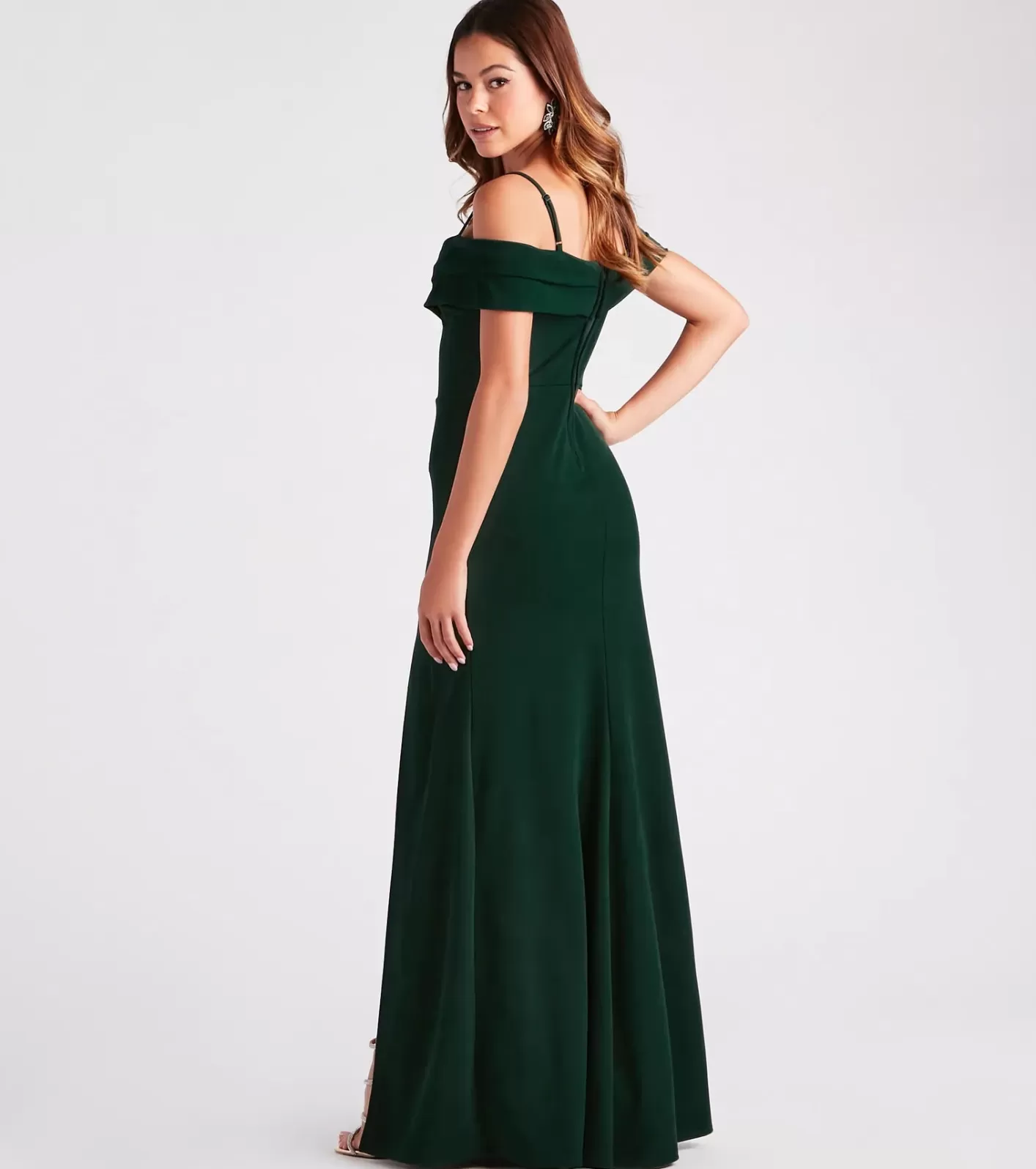 Windsor Serene Cold-Shoulder High Slit Mermaid Dress HUNTER Outlet