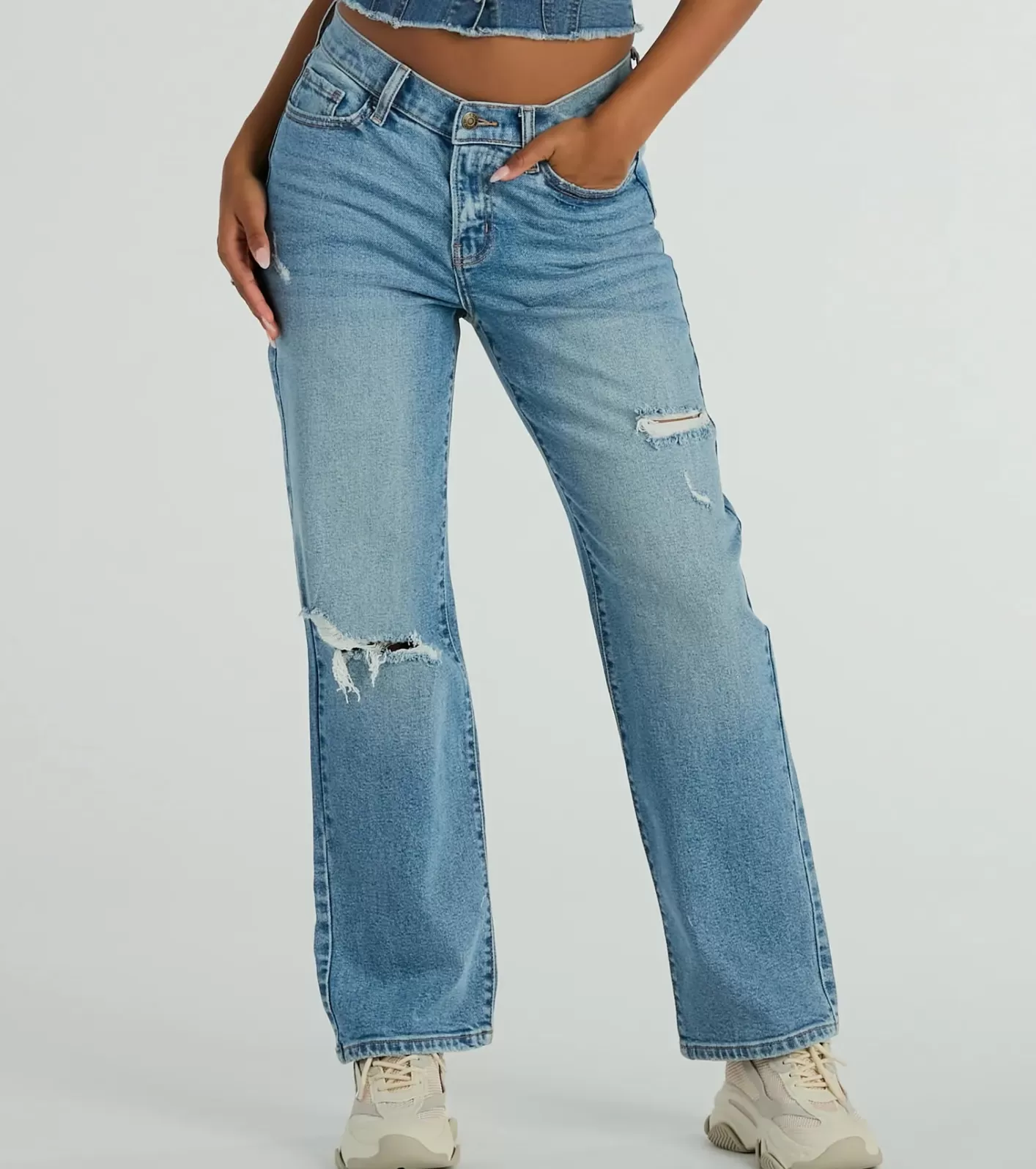 Windsor Serve Style Mid-Rise Straight-Leg Denim Jeans MEDIUMDENIM Cheap