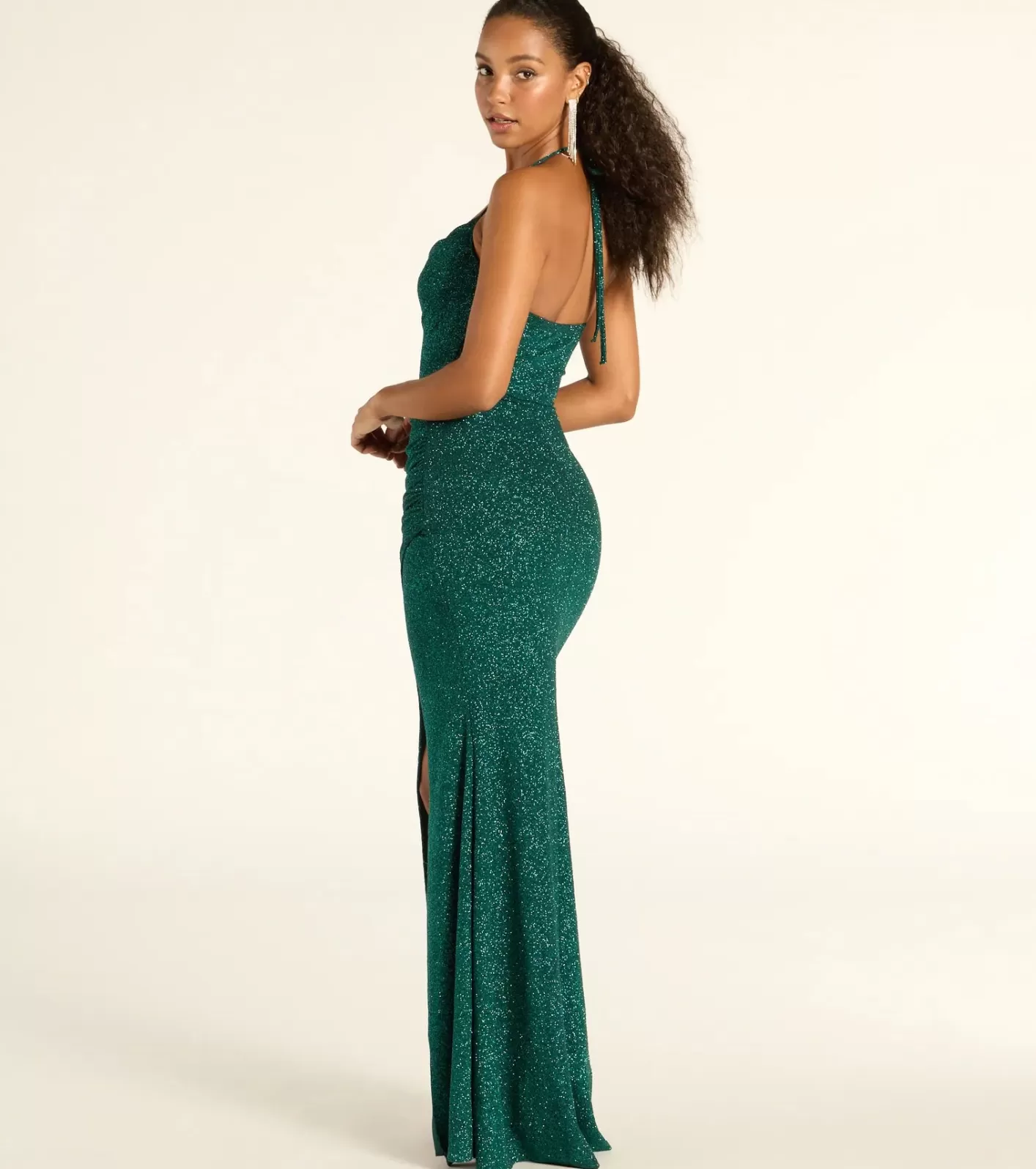 Windsor Sevi Halter Mermaid Glitter Formal Dress HUNTER Hot