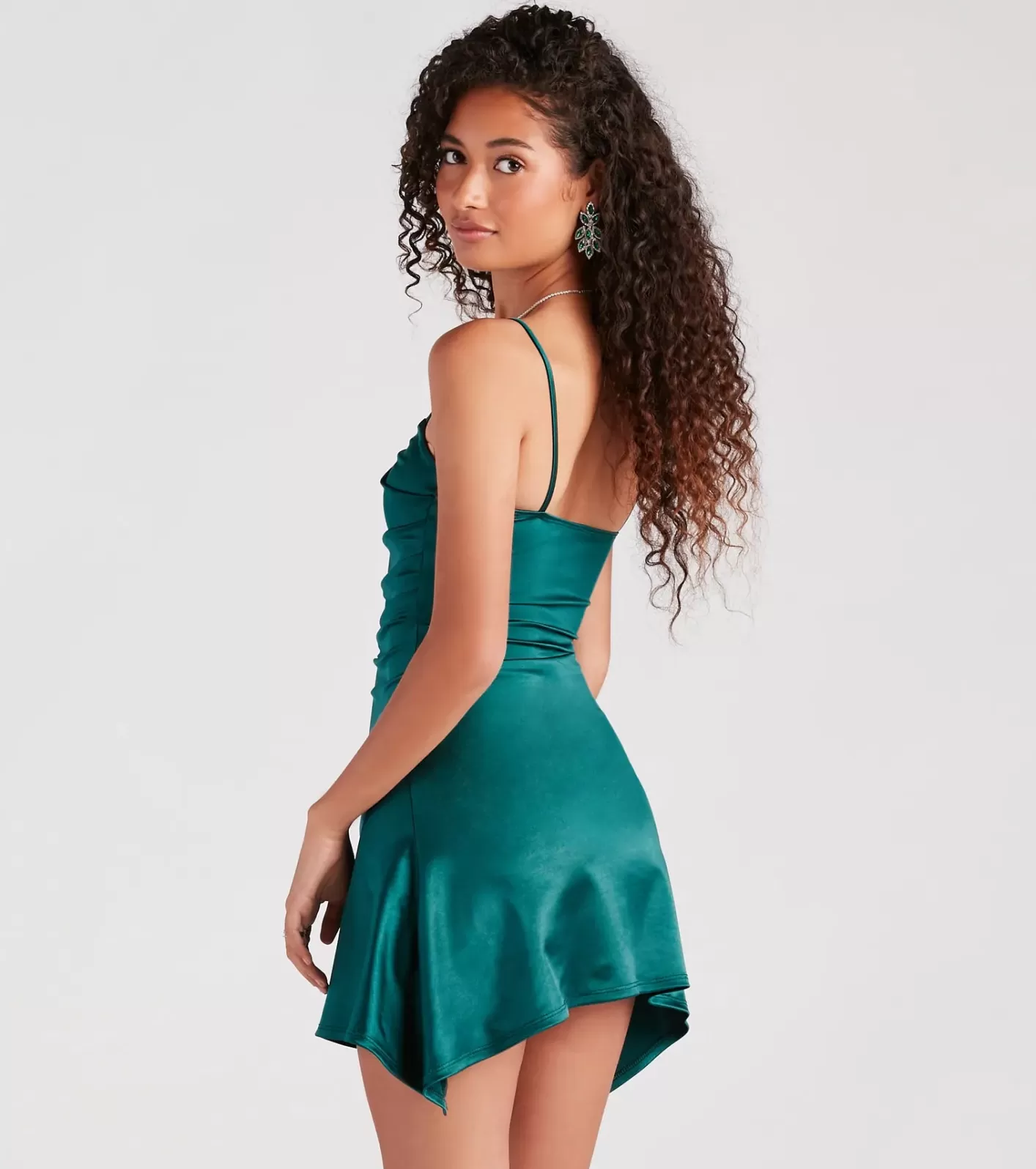 Windsor Show Off That Flair Satin A-Line Mini Dress EMERALD Discount