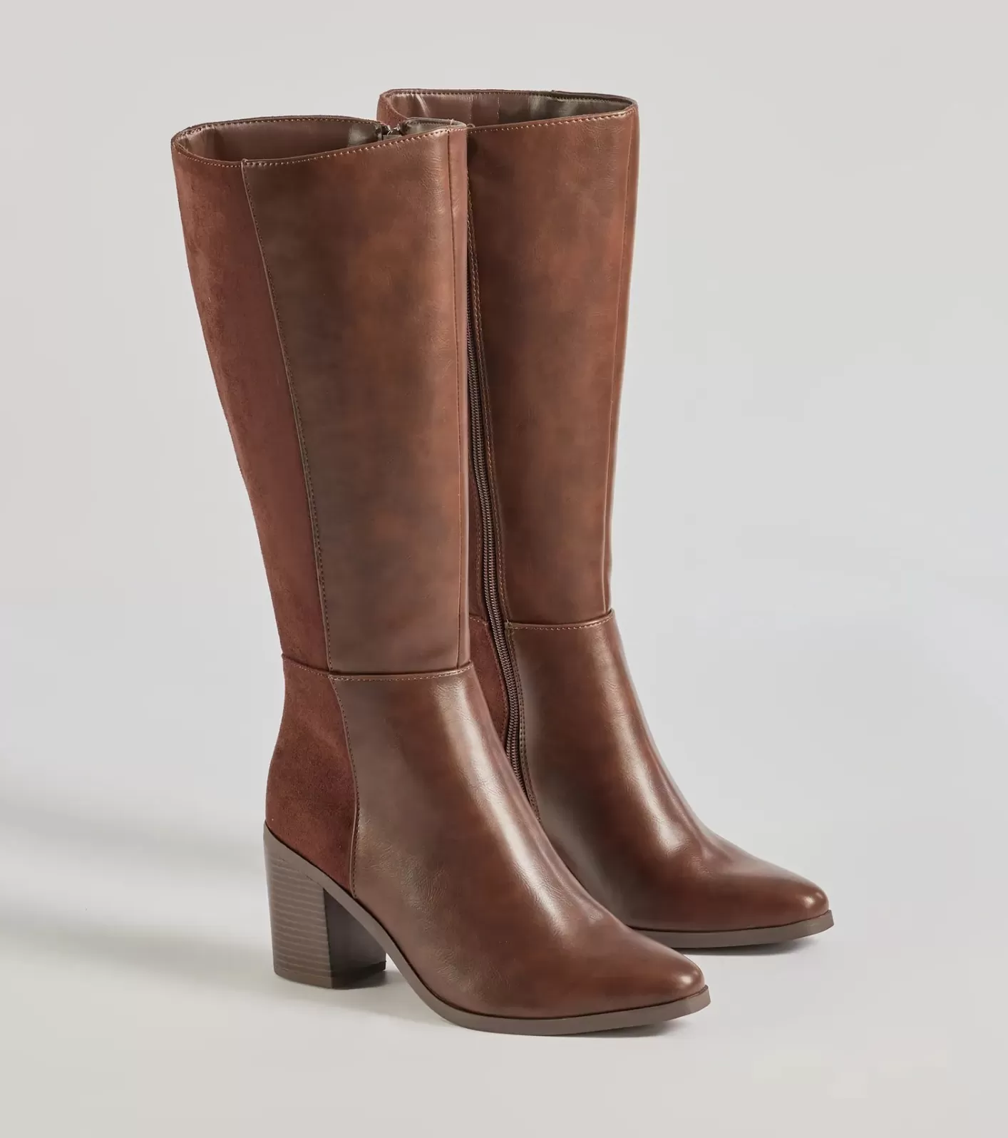 Windsor Slay The Scene Under-The-Knee Block Heel Boots BROWN Outlet