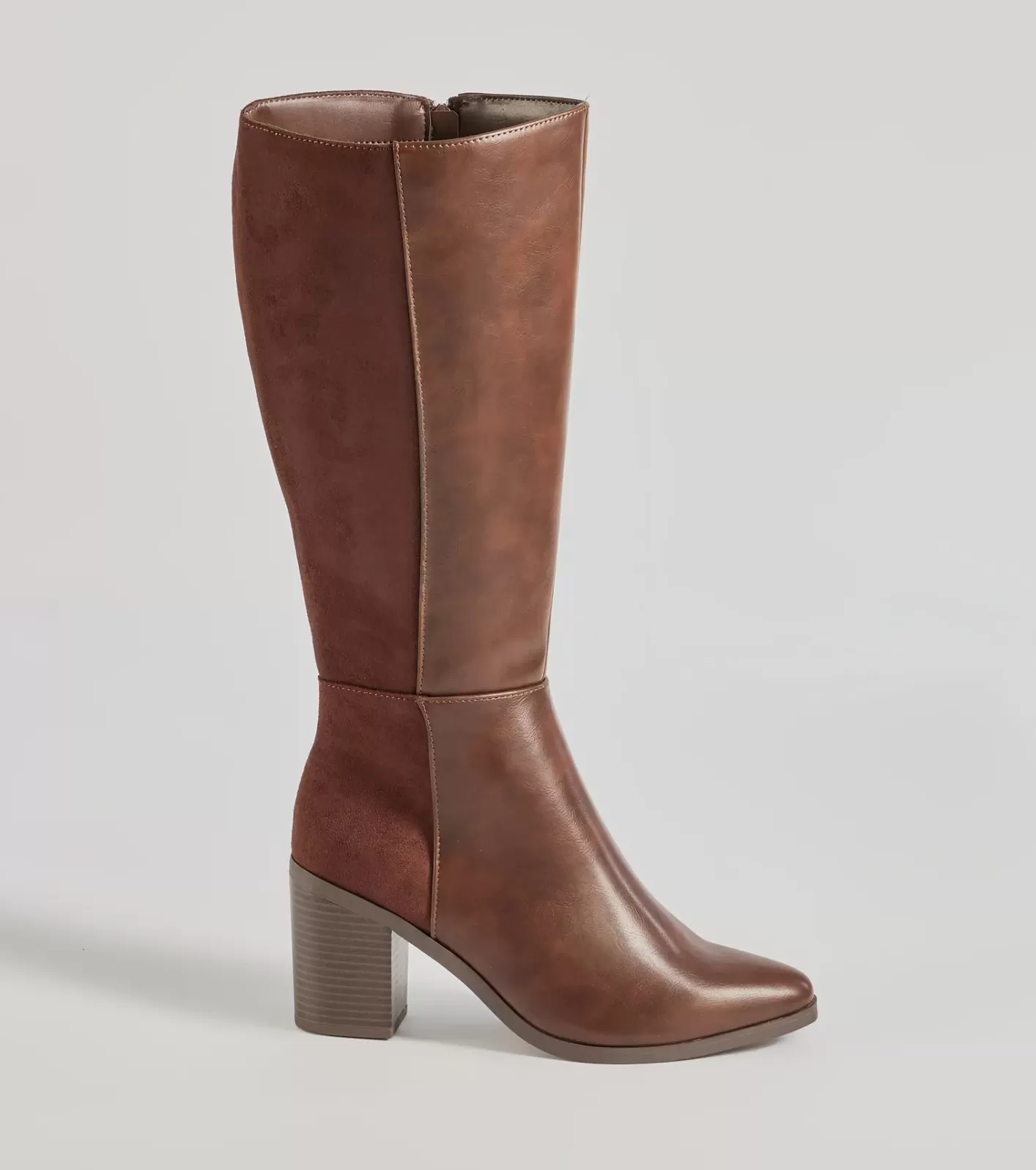 Windsor Slay The Scene Under-The-Knee Block Heel Boots BROWN Outlet