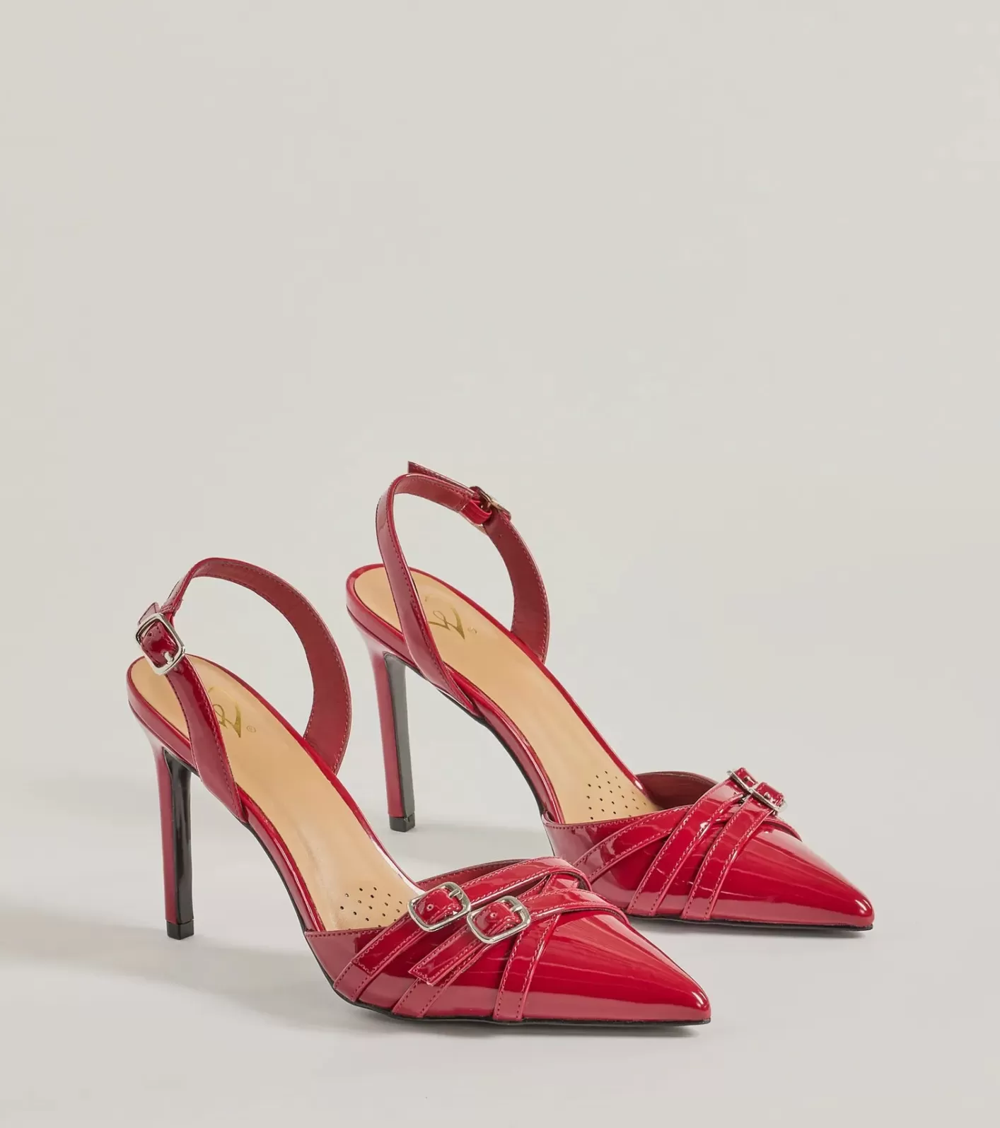 Windsor Sleek Buckle Strap Sling-Back Stiletto Pumps RED Best Sale