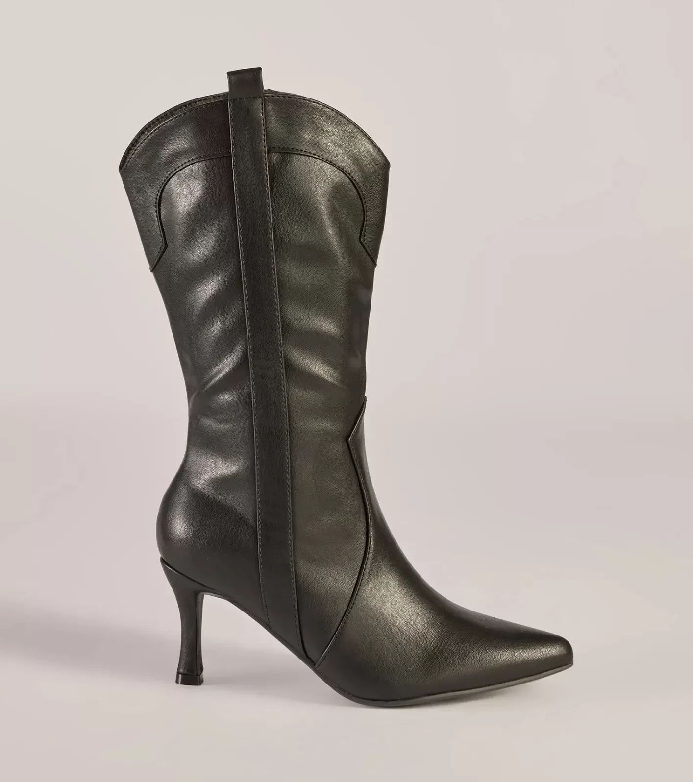 Windsor Sleek Stride Faux Leather Stiletto Western Boots BLACK Online