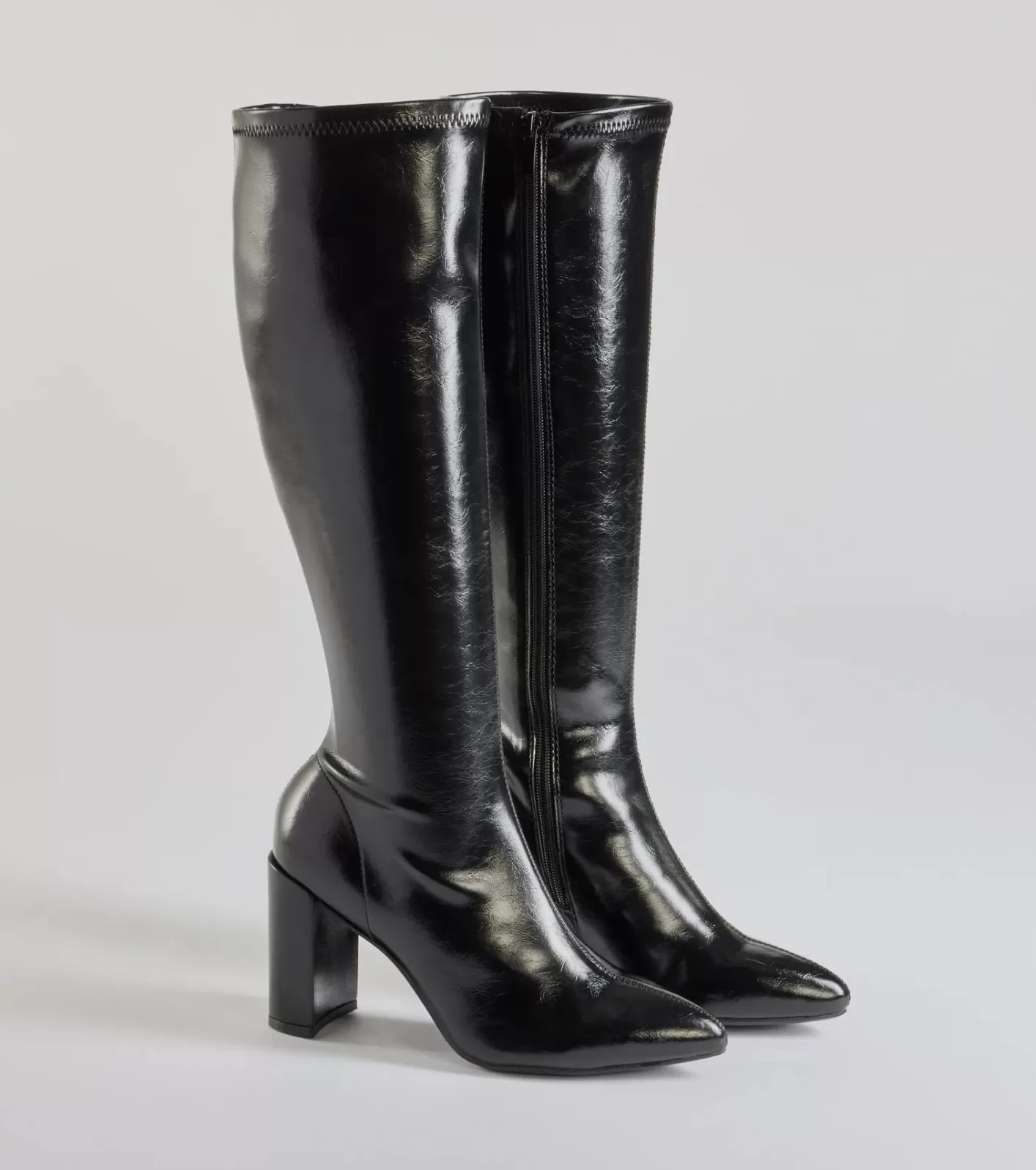 Windsor Sleek Strut Faux Leather Under-The-Knee Boots BLACK Cheap