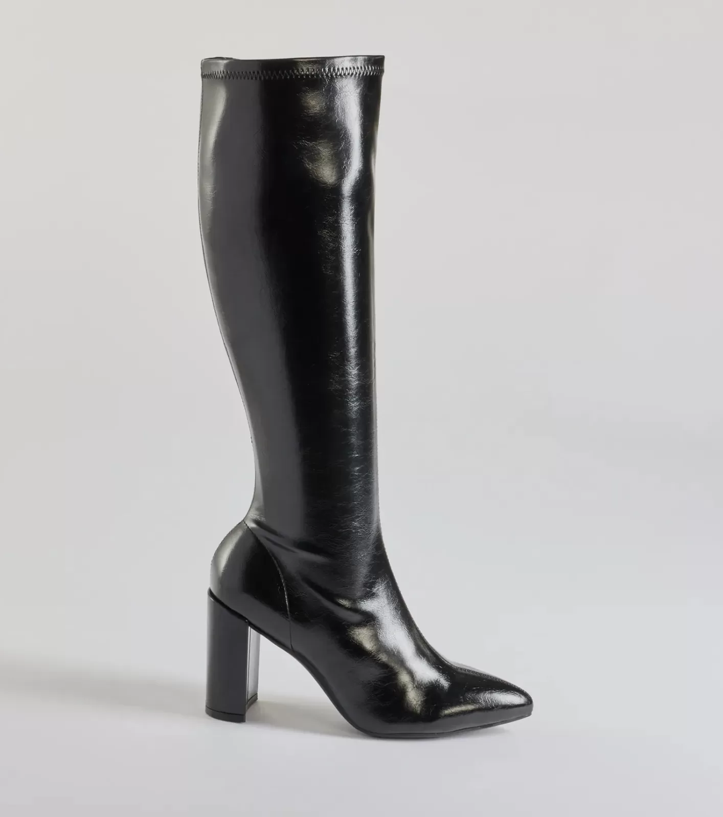 Windsor Sleek Strut Faux Leather Under-The-Knee Boots BLACK Cheap