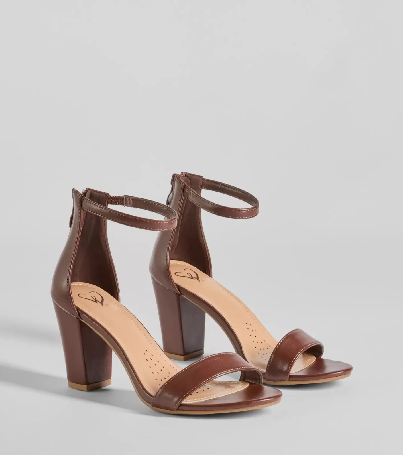 Windsor Smooth And Chic Faux Leather Block Heels BROWN Sale
