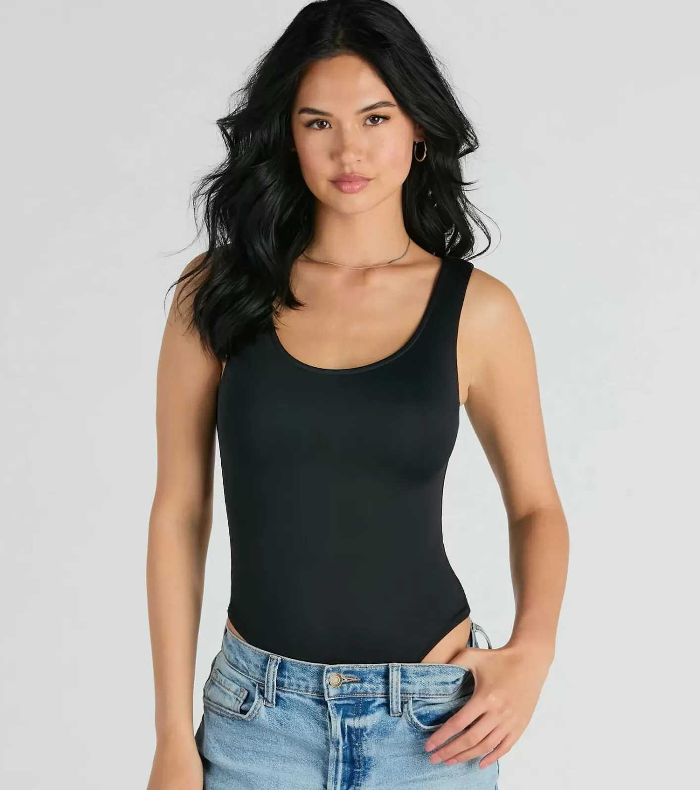 Windsor Smooth Silhouette Sleeveless Scoop Neck Bodysuit BLACK Outlet