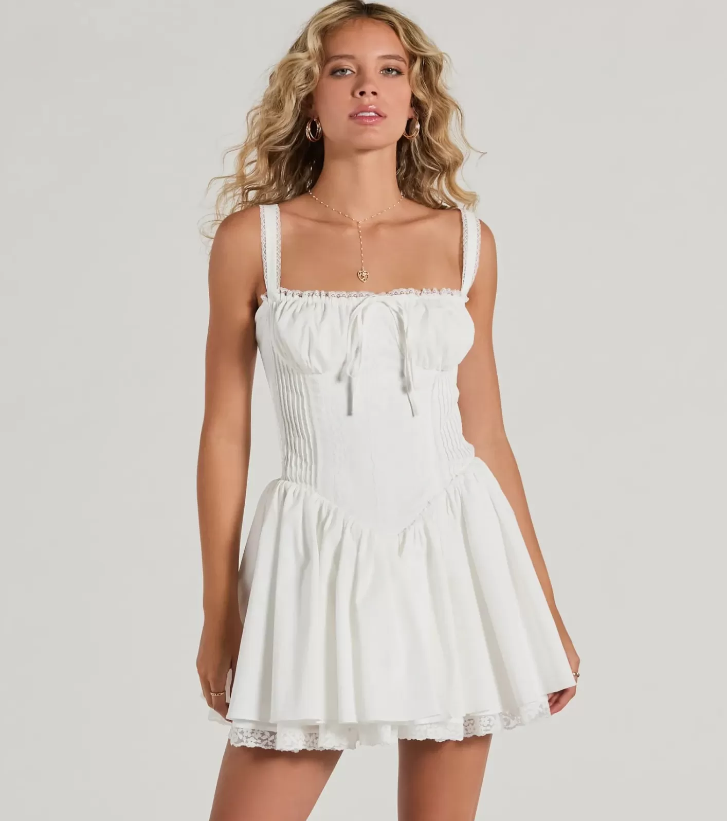 Windsor So Darling Woven Drop-Waist Skater Dress WHITE New