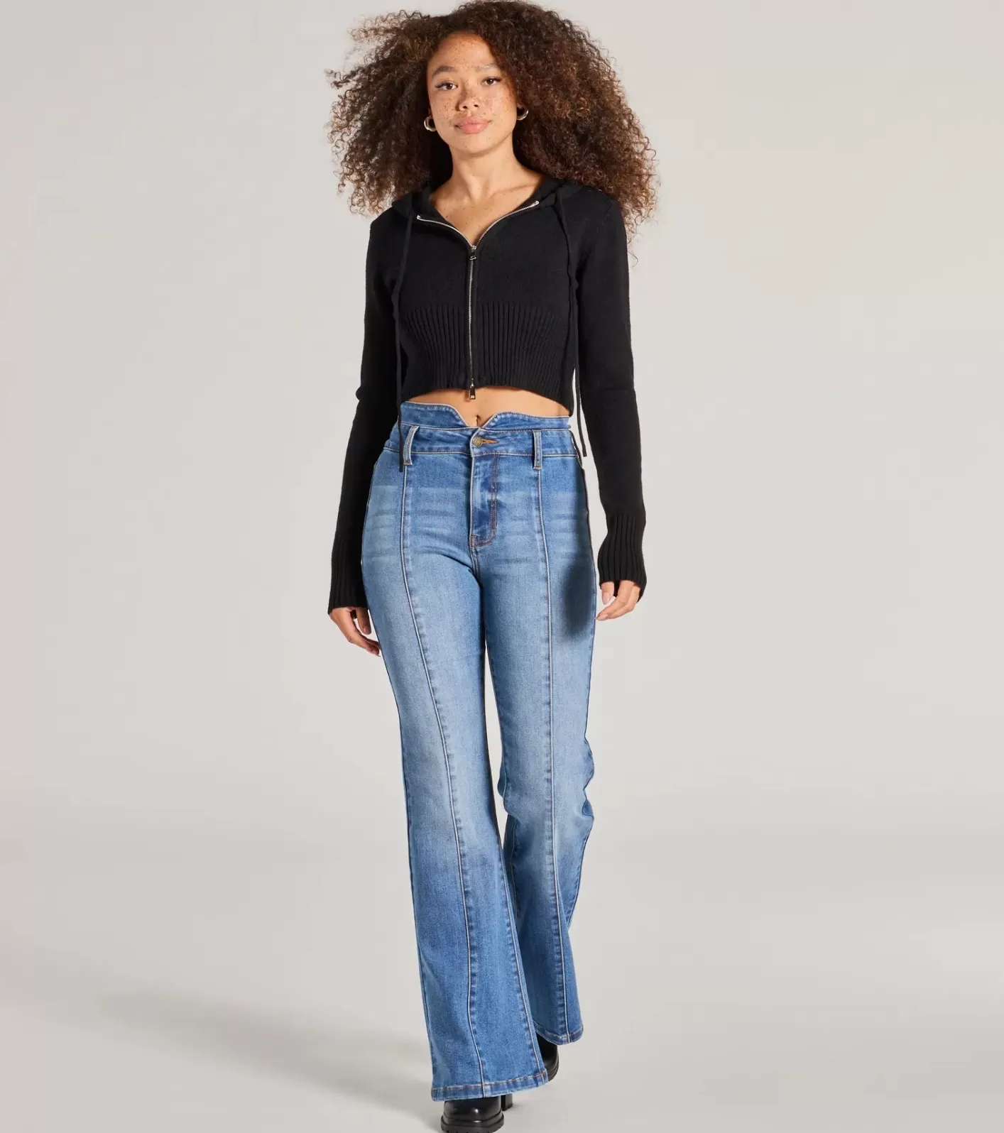 Windsor So Extra High-Rise Flared Wide-Leg Denim Jeans MEDIUMDENIM Flash Sale