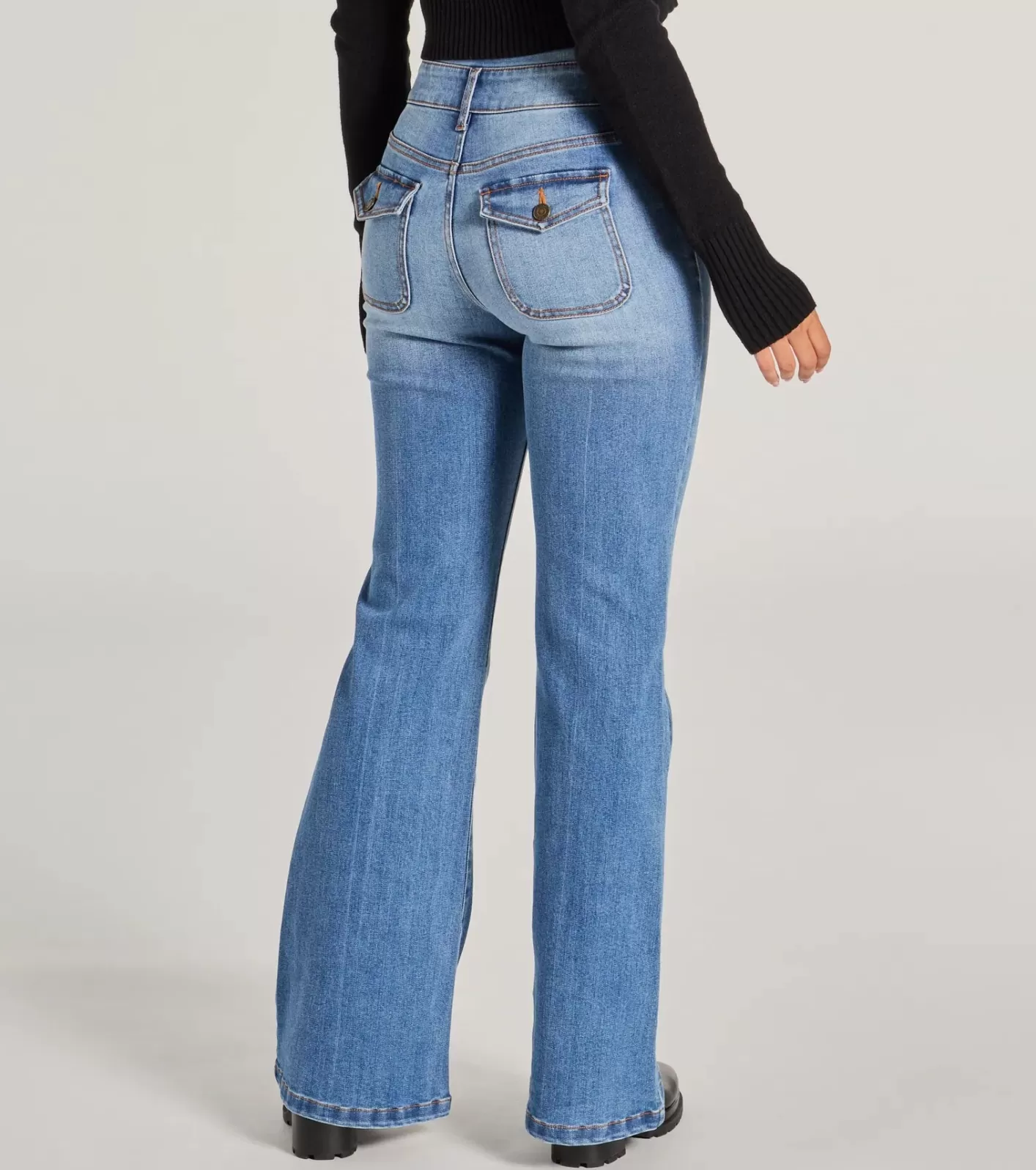 Windsor So Extra High-Rise Flared Wide-Leg Denim Jeans MEDIUMDENIM Flash Sale