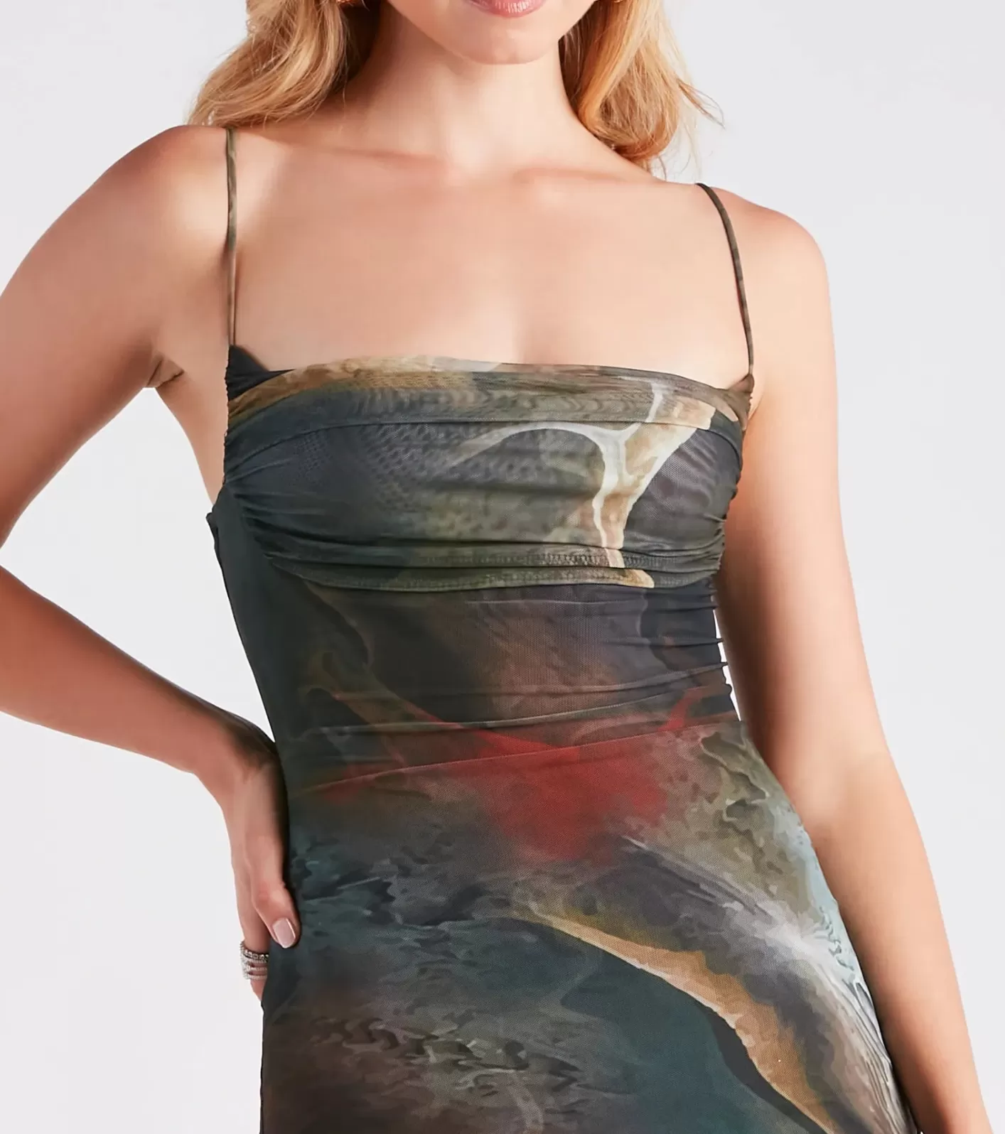 so_fab_marble_print_mesh_mini_dress_70448.webp Windsor So Fab Marble Print Mesh Mini Dress BROWN Cheap