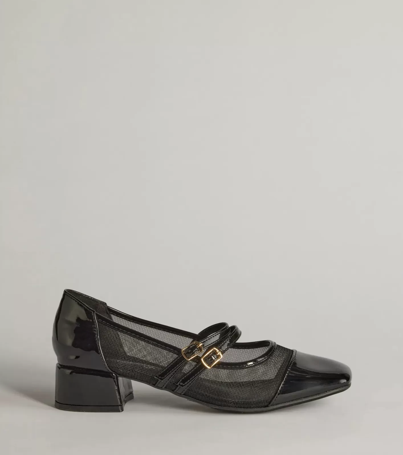 Windsor So Iconic Faux Leather Mary Jane Block Heels BLACK Sale
