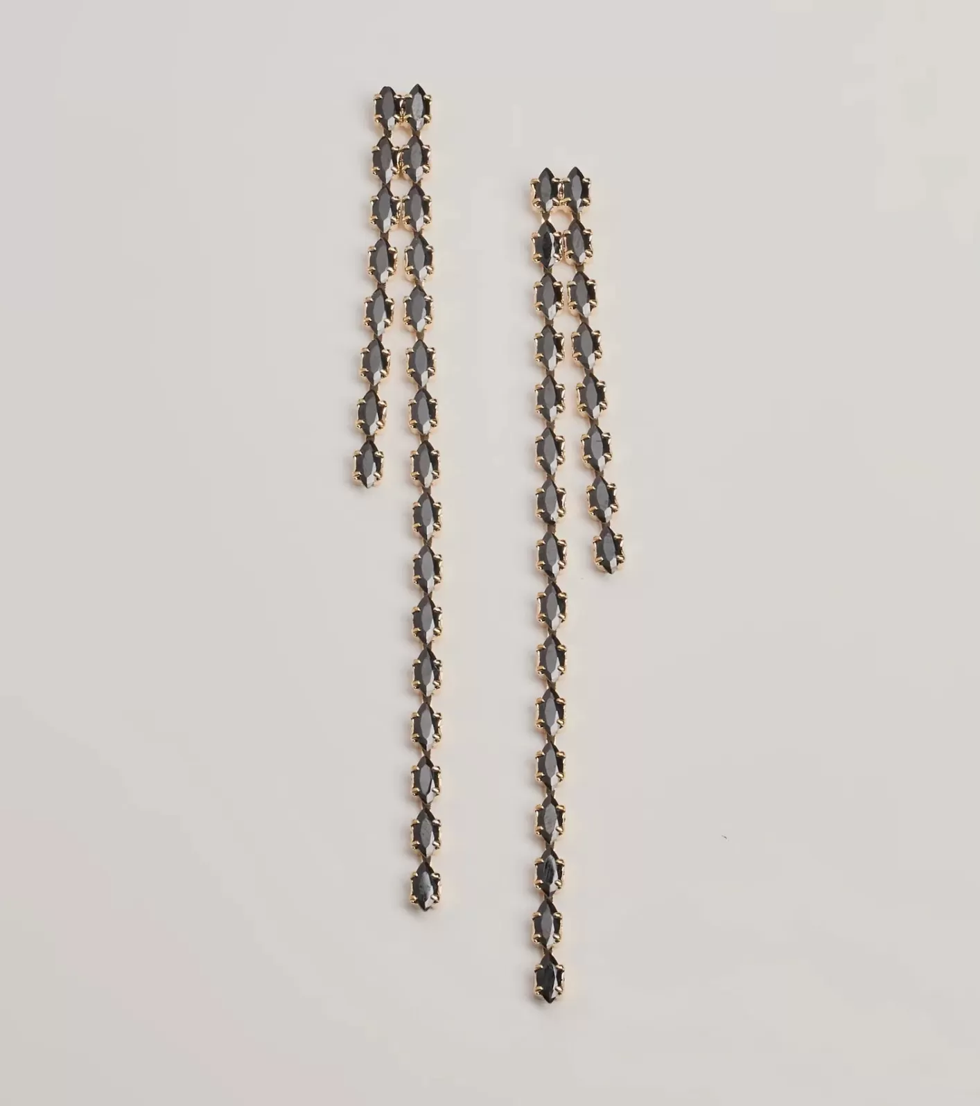 Windsor So Sleek Tiered Fringe Gemstone Earrings BLACK Shop