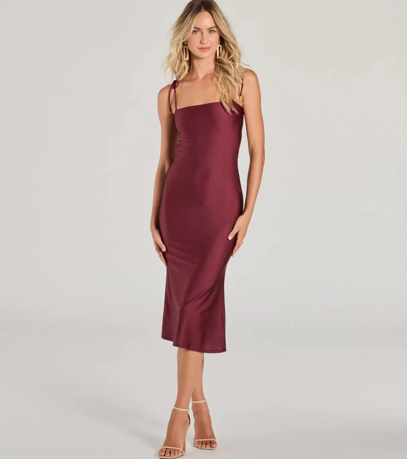 Windsor Something About Her Strappy Back Bodycon Midi Dress RAISIN Flash Sale