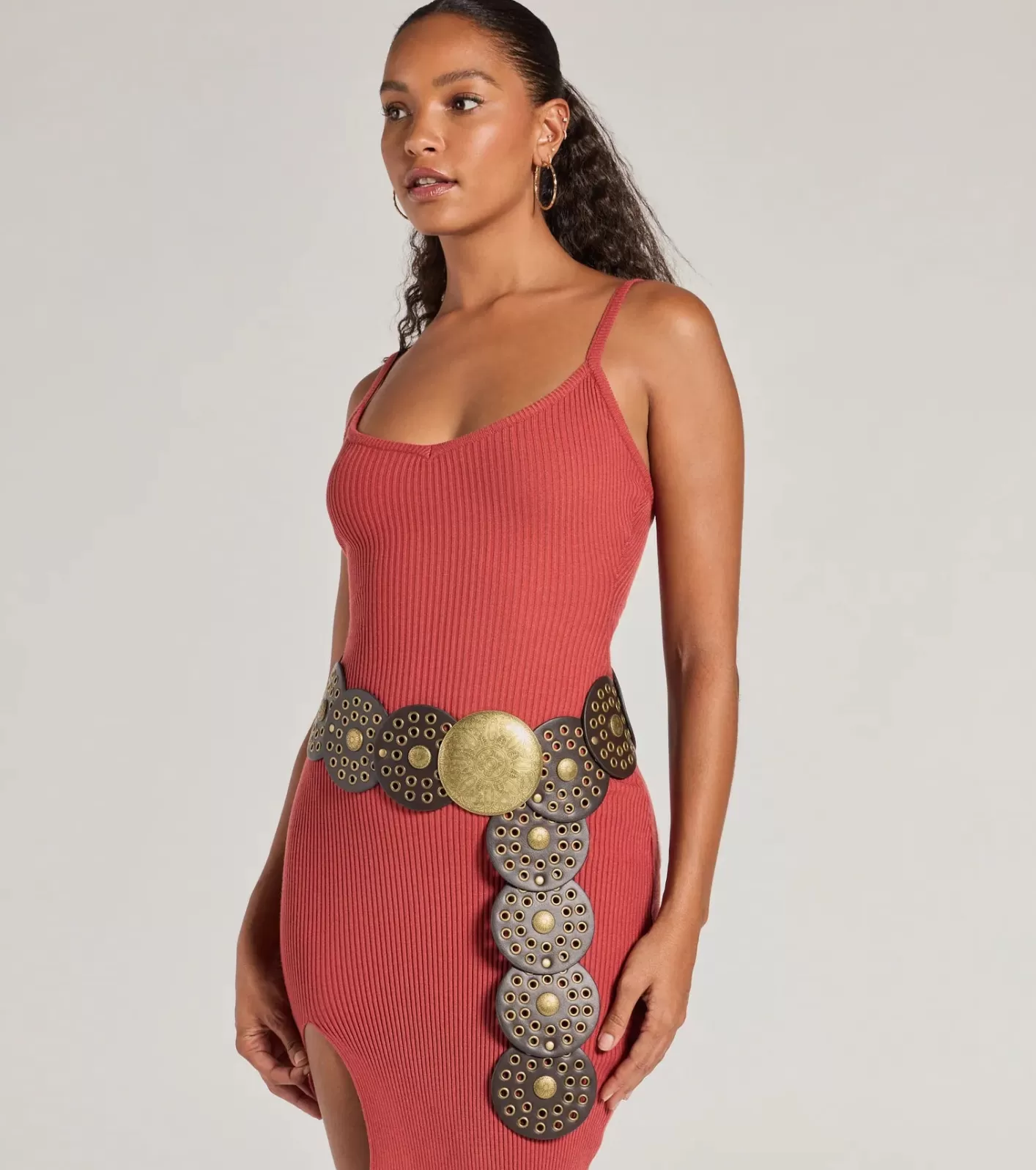 Windsor Southern Muse Chunky Medallion Concho Belt BROWN Outlet