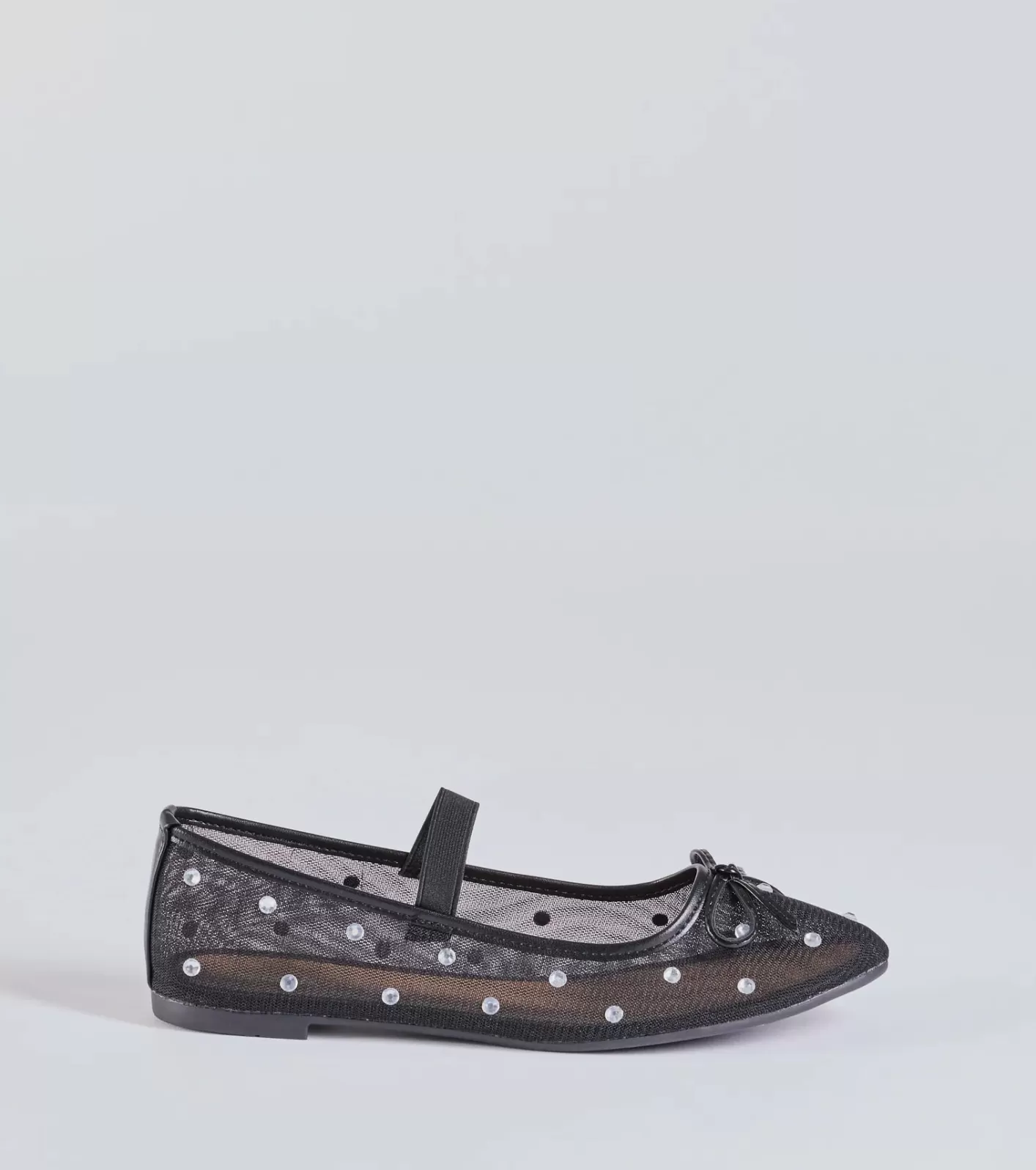 Windsor Sparkle And Shine Rhinestone Bow Ballet Flats BLACK Discount