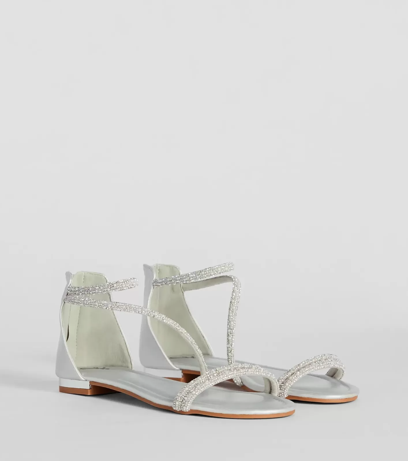 Windsor Sparkle And Shine Rhinestone Metallic Flat Sandals SILVER Best
