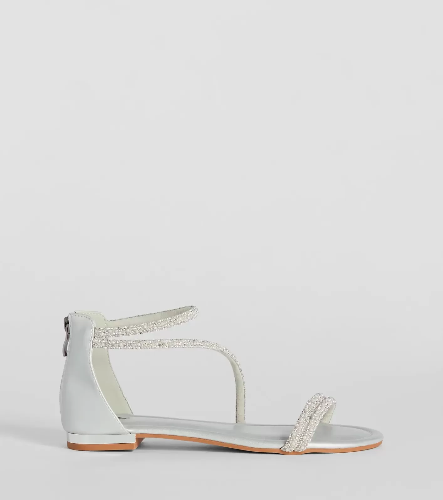Windsor Sparkle And Shine Rhinestone Metallic Flat Sandals SILVER Best