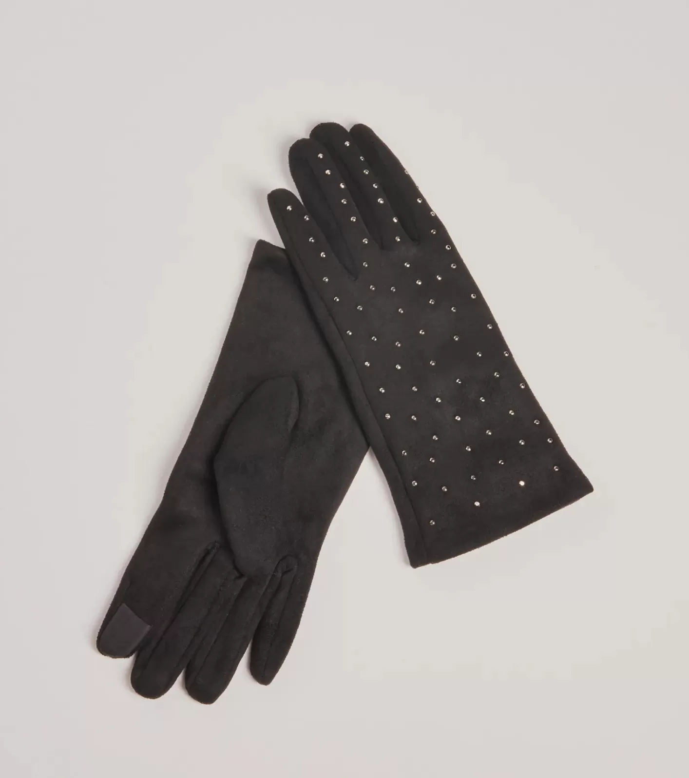 Windsor Sparkle Moment Faux Suede Rhinestone Gloves BLACK Shop