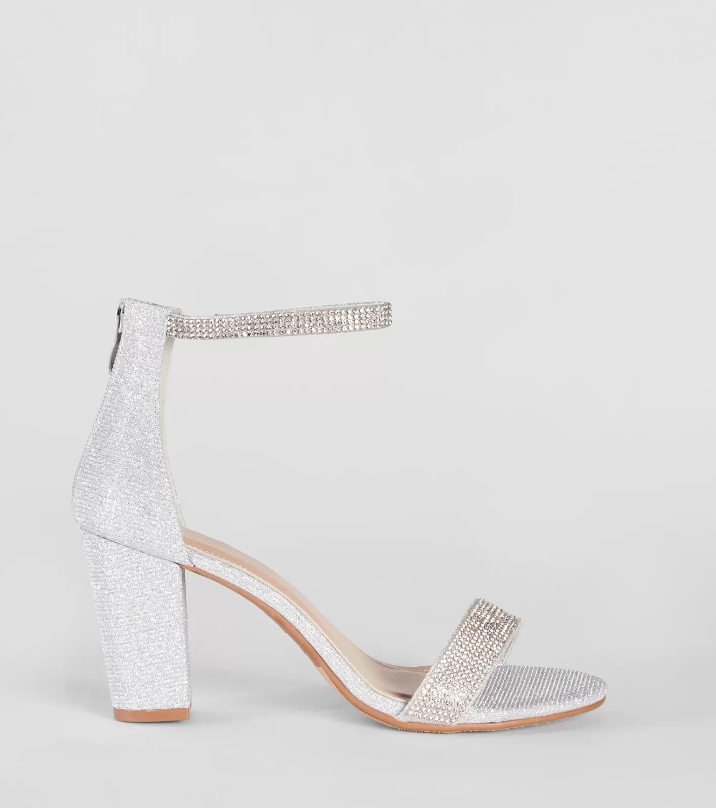 Windsor Sparkle Stunner Rhinestone Block Heels SILVER Best