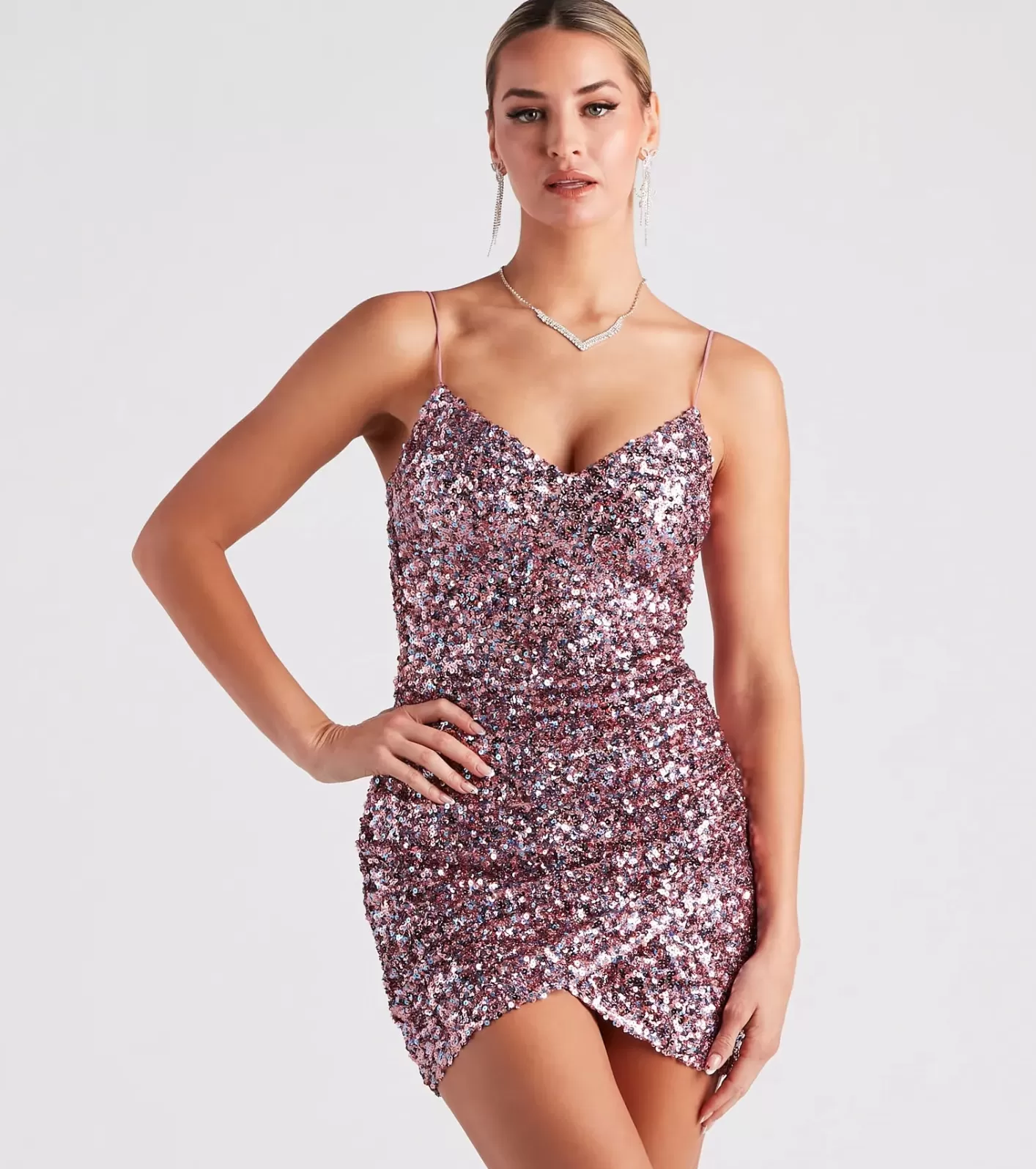 Windsor Sparkly Maker Sequin Mini Dress MULTI Store