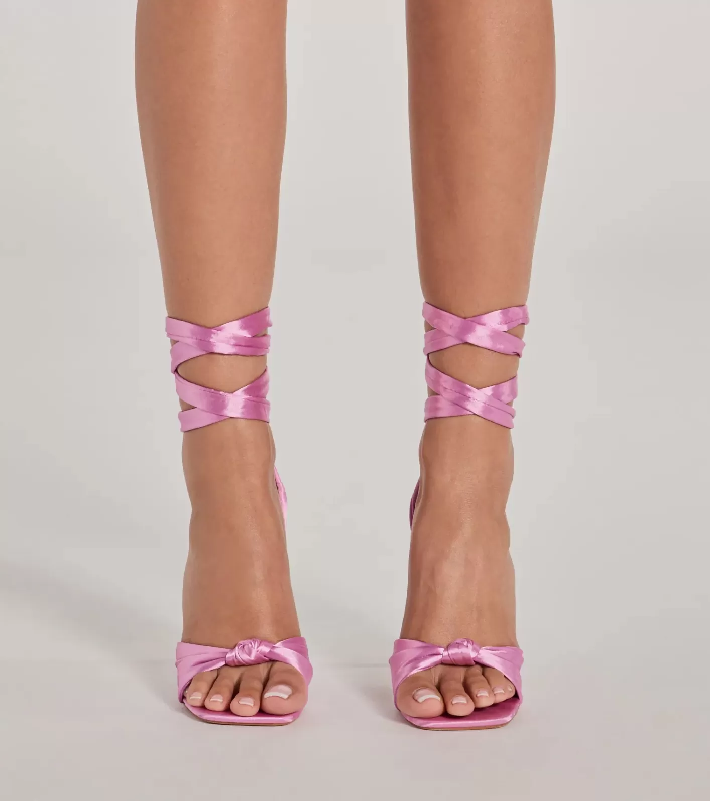 Windsor Statement Making Lace-Up Satin Stiletto Heels PINK Best Sale