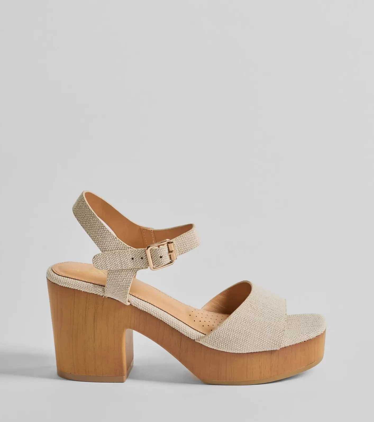 Windsor Step Into Summer Linen Wooden Platform Heels NATURAL Shop
