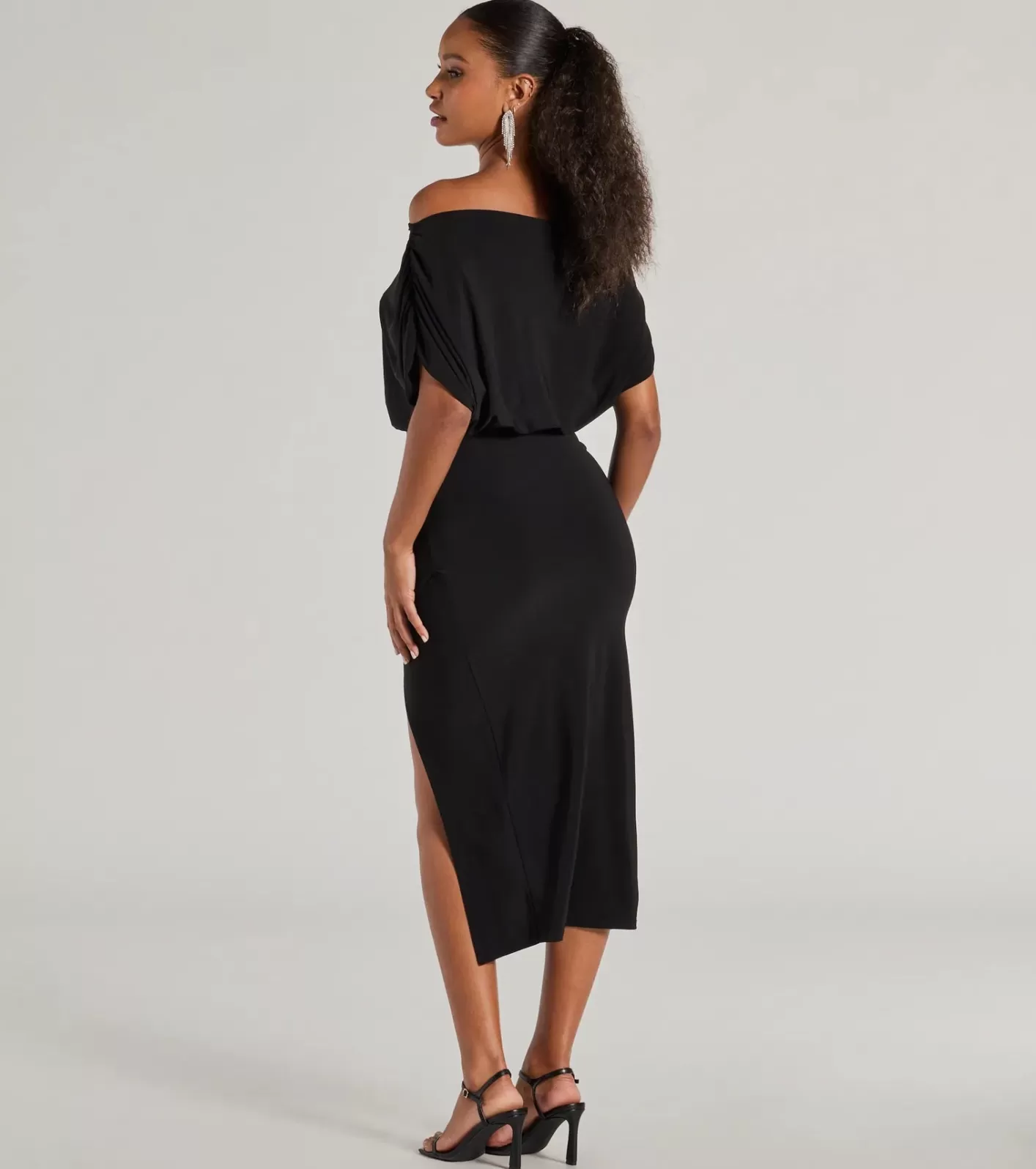 Windsor Stop And Stun Off-The-Shoulder Midi Dress BLACK Store