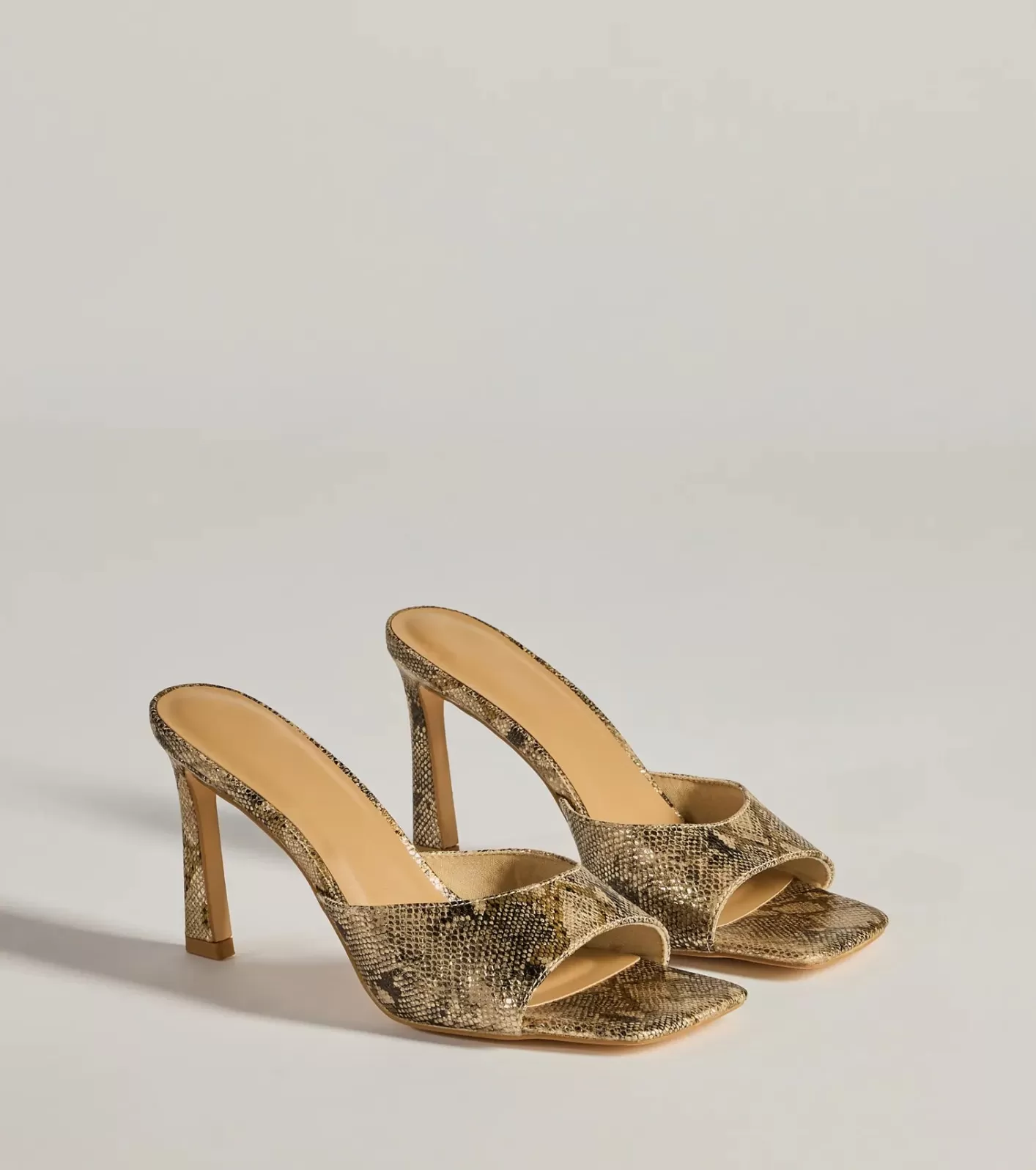 Windsor Striking Chic Print Stiletto Mules SNAKE New