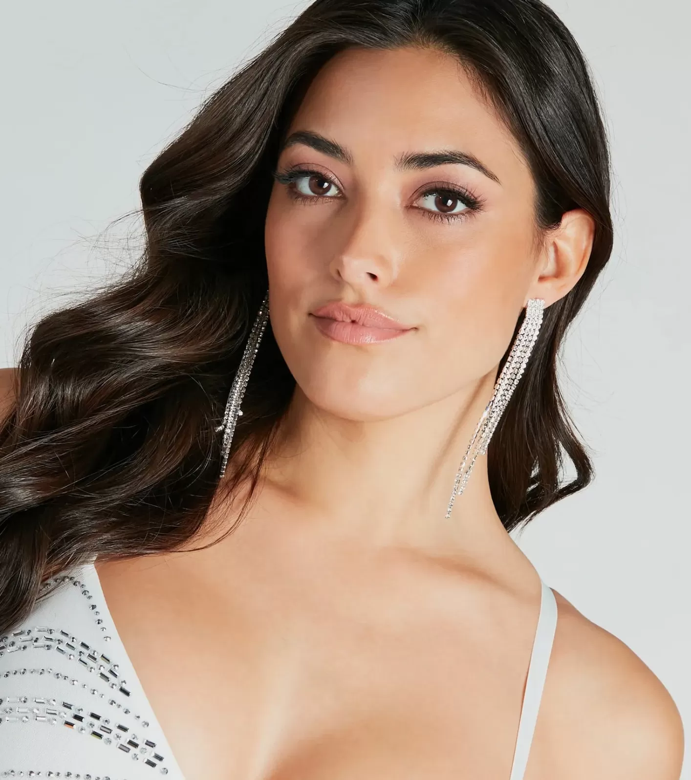 Windsor Stunning Elegance Rhinestone Fringe Earrings SILVER Shop