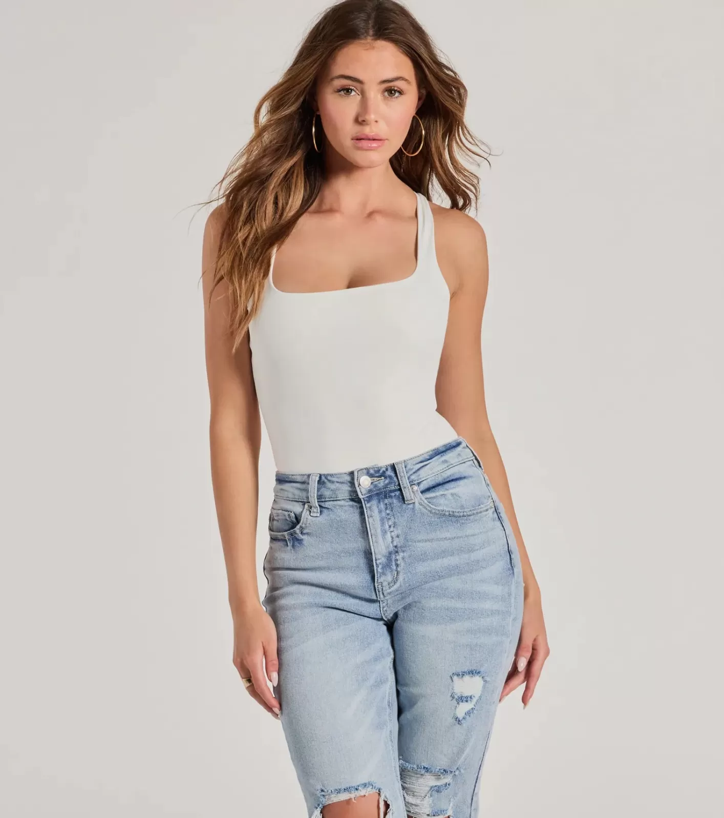 Windsor Stunning Persuit Sleeveless Cross Back Bodysuit IVORY Cheap