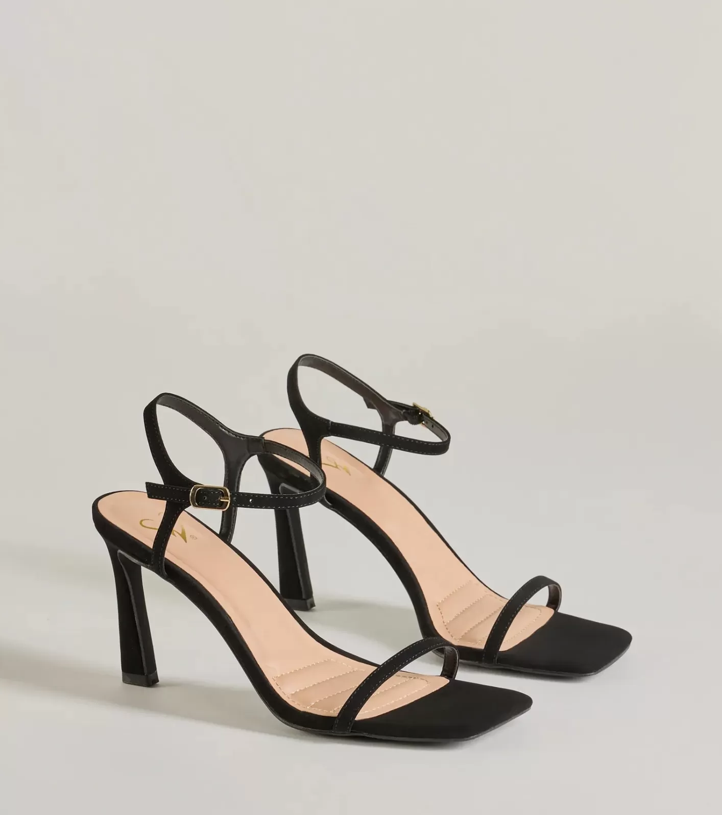 Windsor Style Pop Square Toe Nubuck Stiletto Heels BLACK Discount