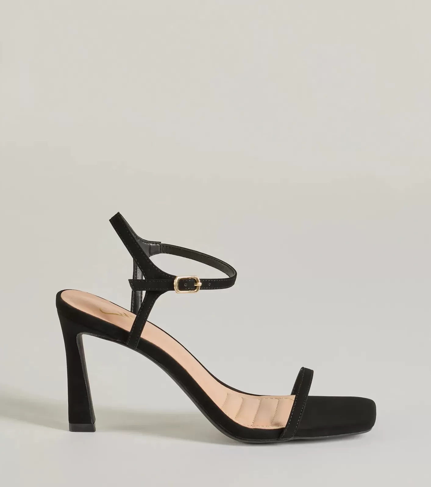 Windsor Style Pop Square Toe Nubuck Stiletto Heels BLACK Discount
