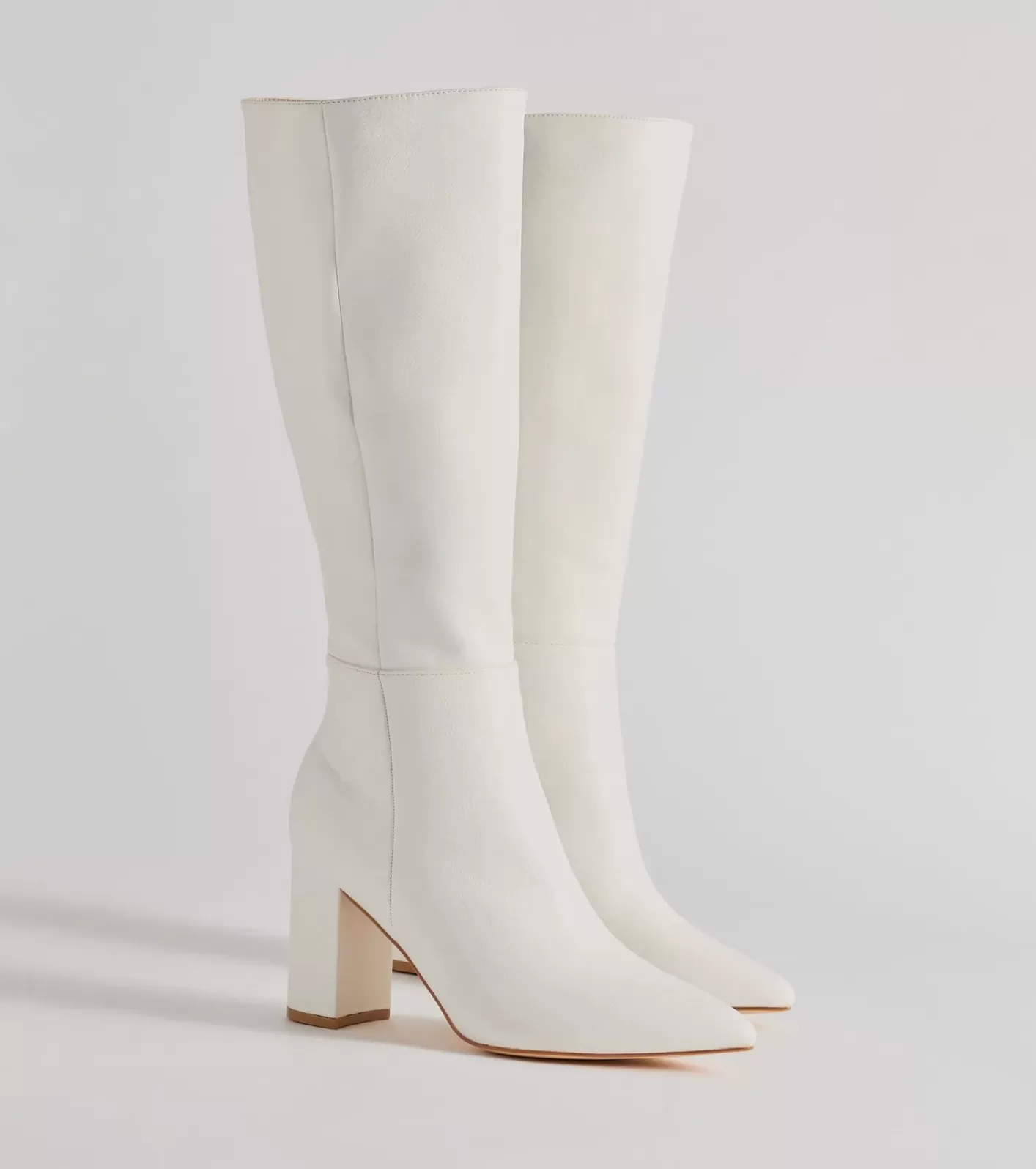 Windsor Style Statement Under-The-Knee Faux Leather Boots WHITE Best Sale