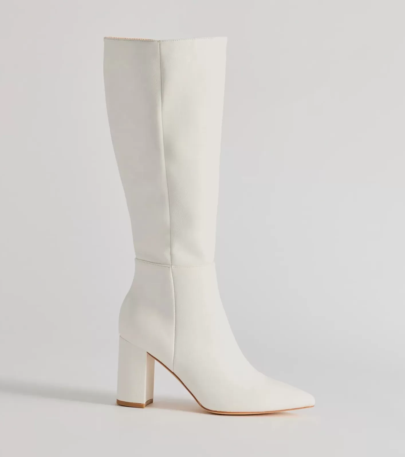 Windsor Style Statement Under-The-Knee Faux Leather Boots WHITE Best Sale