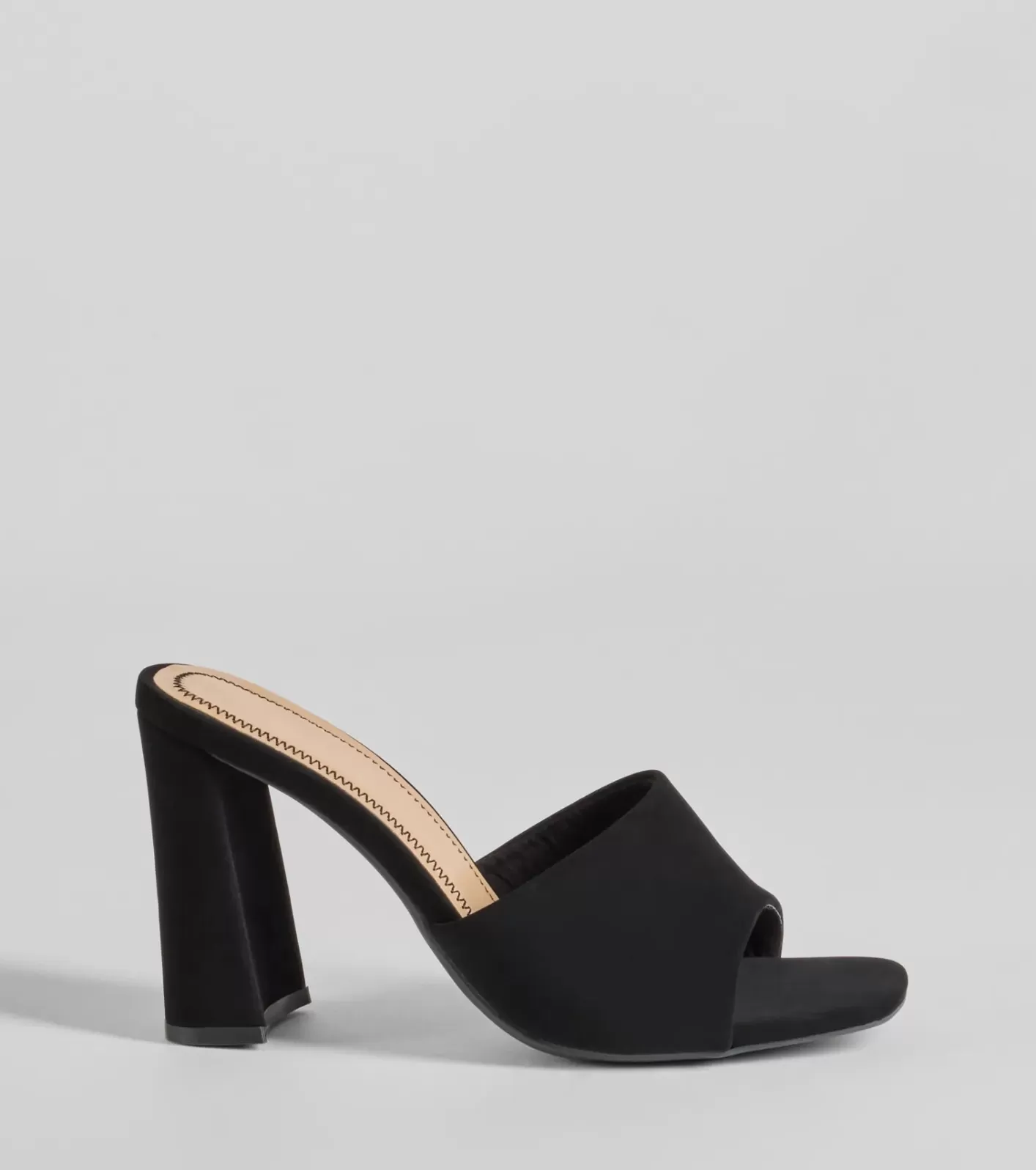 Windsor Stylish As Ever Square Toe Nubuck Block Heels BLACK Cheap