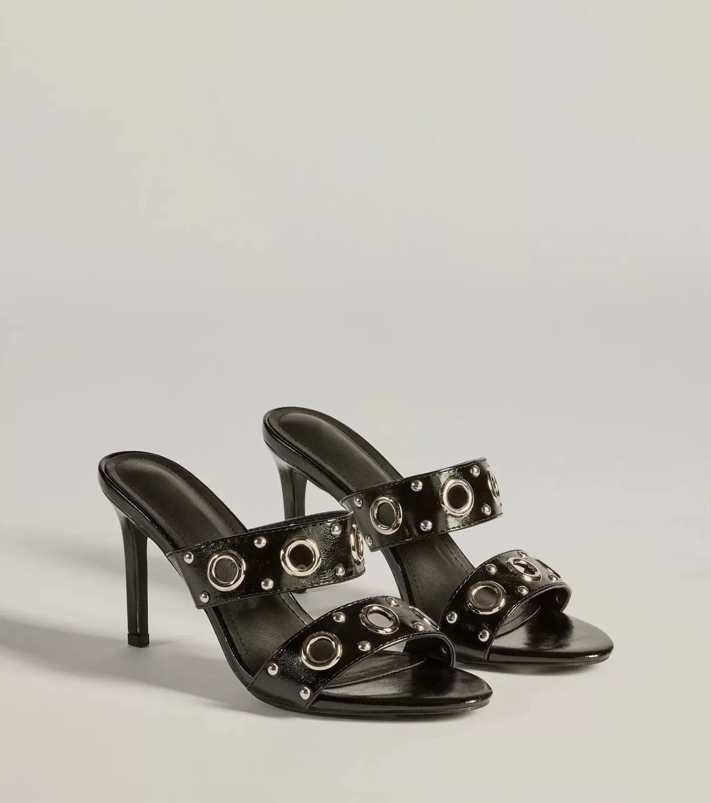 Windsor Stylish Edge Studded Strappy Stiletto Mules BLACK Online