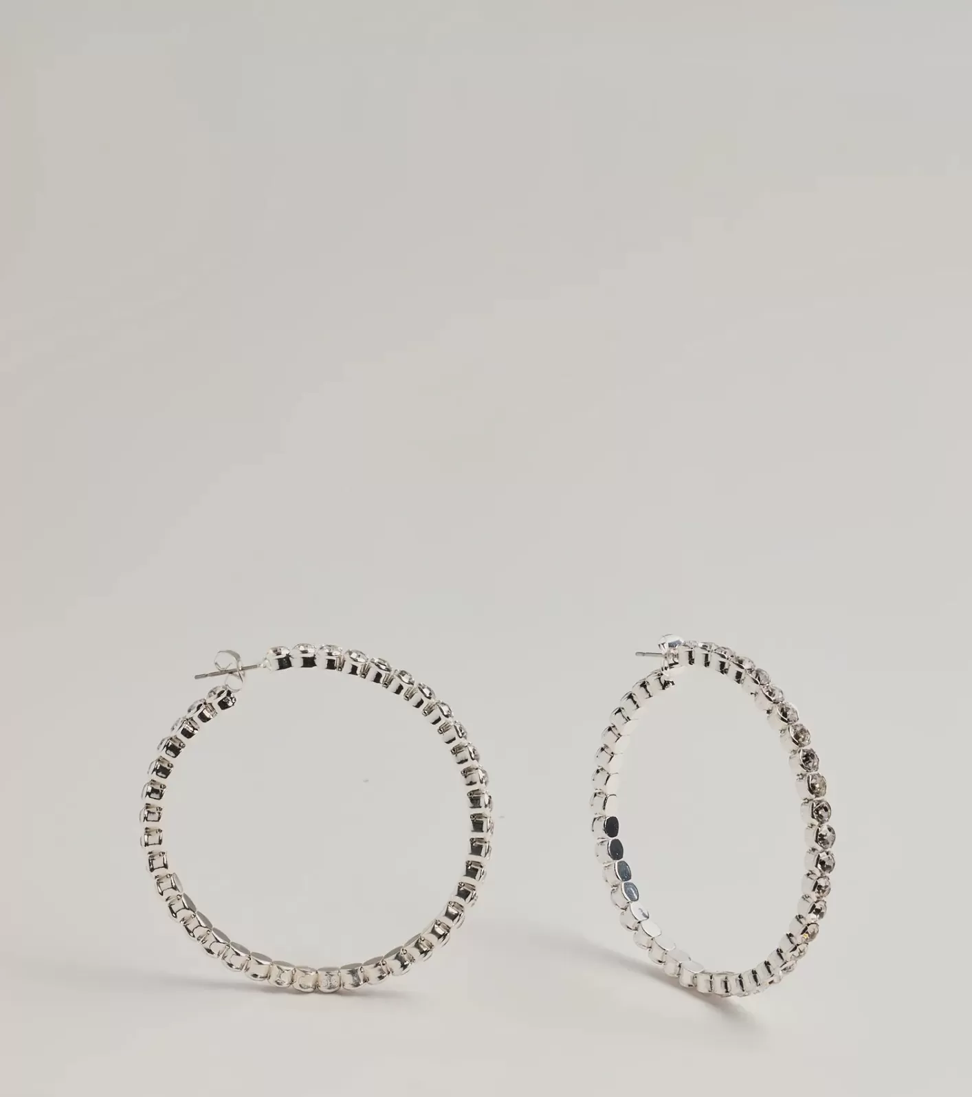 Windsor Stylish Staple Rhinestone Hoop Earrings SILVER Store