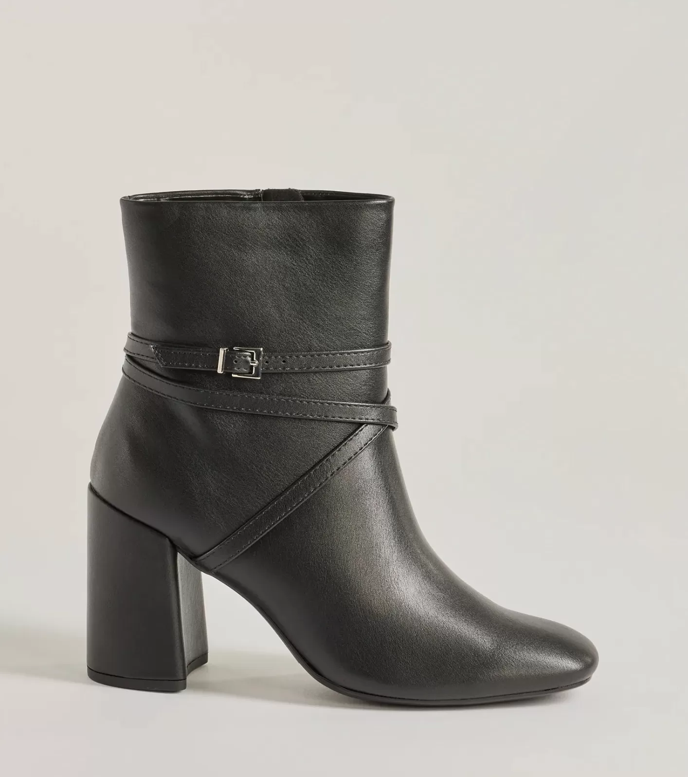 Windsor Stylish Stride Strappy Faux Leather Booties BLACK Cheap