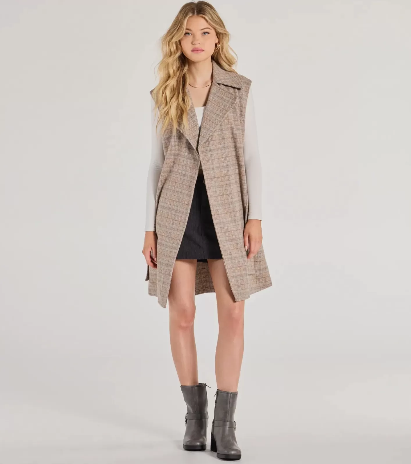 Windsor Stylish Vibe Corduroy Mini Skort CHARCOAL Cheap