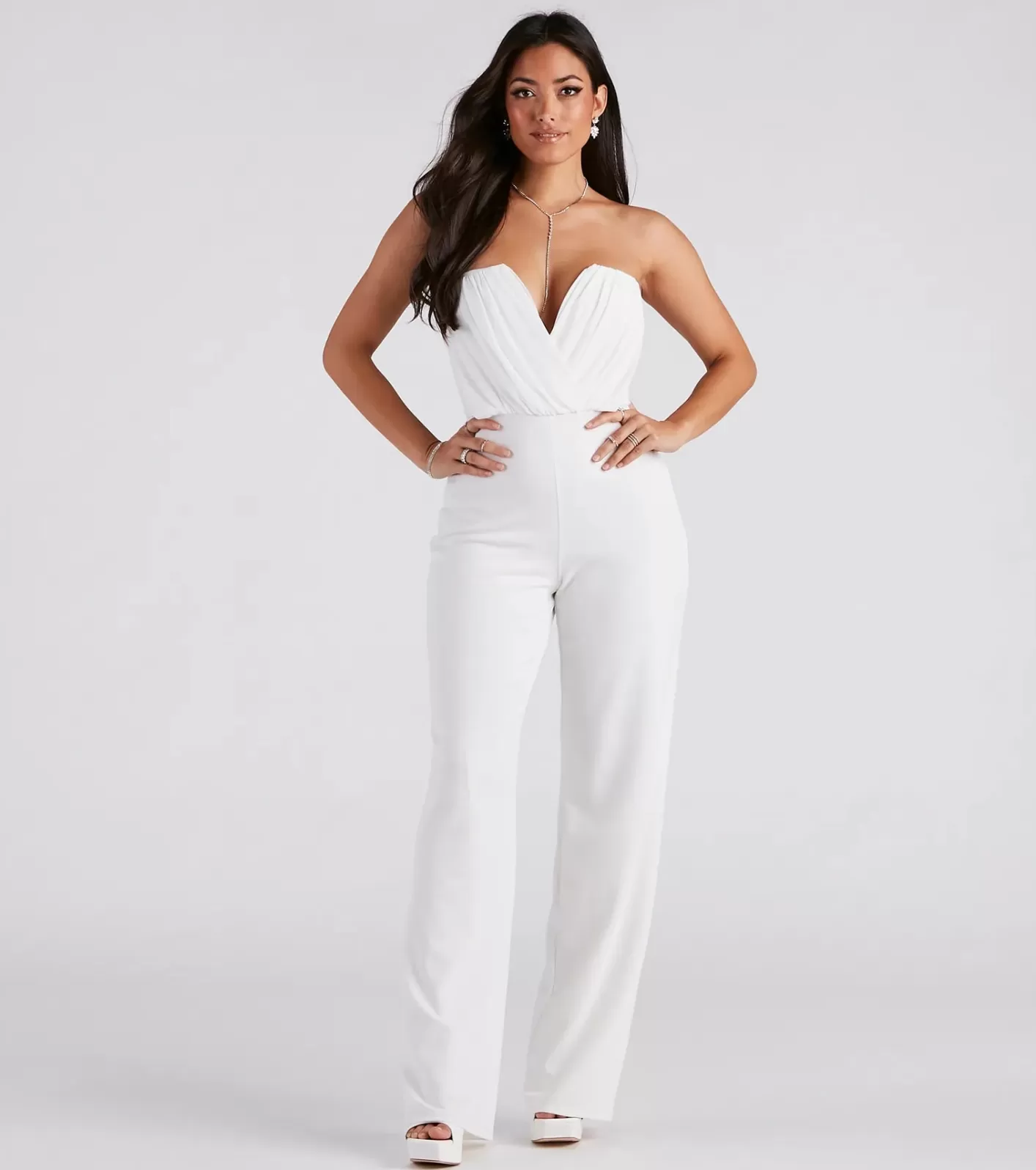 Windsor Such A Chic Vibe Strapless Jumpsuit IVORY Clearance