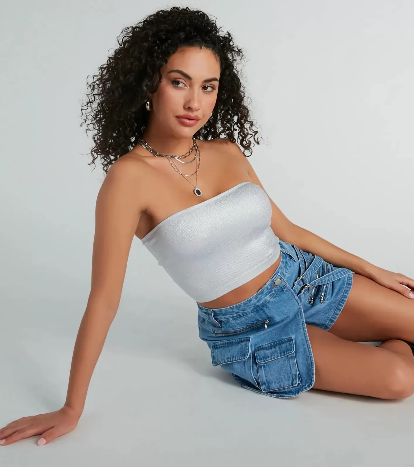 Windsor Sultry Gleam Seamless Metallic Bandeau Bra WHITE Cheap