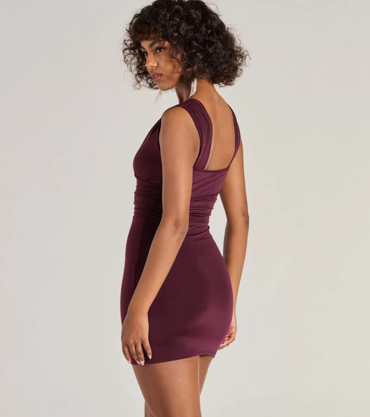 Windsor Sultry Look Plunge Bodycon Mini Dress RAISIN Store